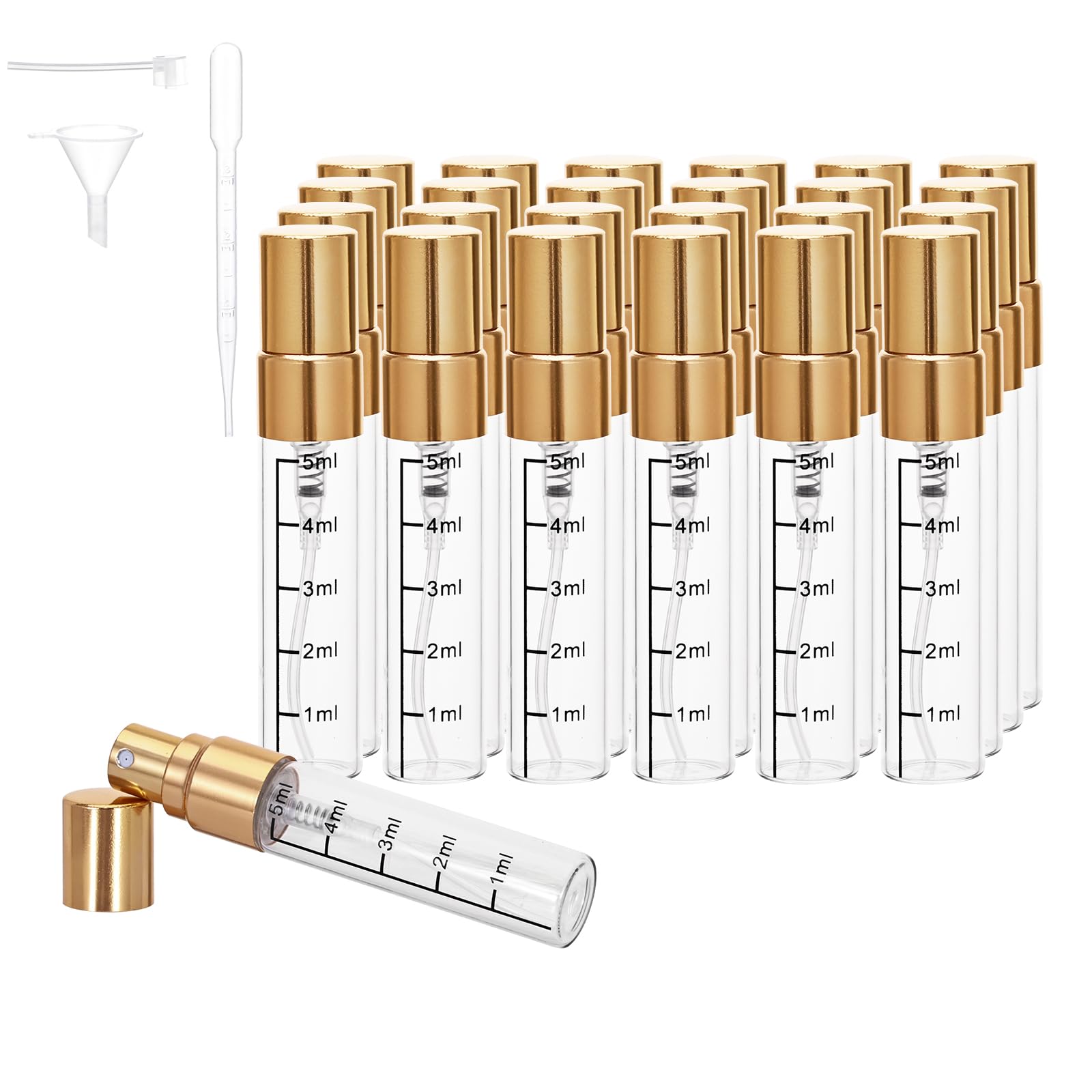 Beomeen 24Pcs 5Ml Clear Glass Perfume Travel Refillable Spray Bottles, Mini Perfume Bottle Empty, Portable Cologne Atomizer Spra