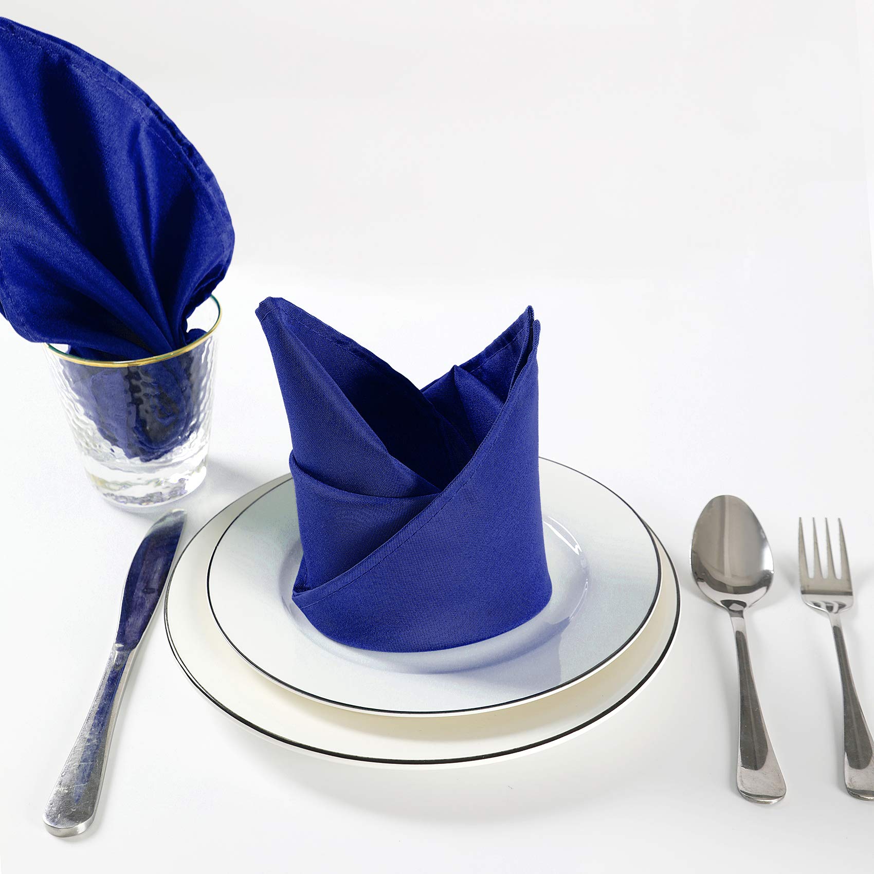 Cloth Napkins 20X20 Inch Washable Polyester Dinner Napkins Soft Table Napkins For Wedding Party Dining Banquet(Royal Blue,100Pcs
