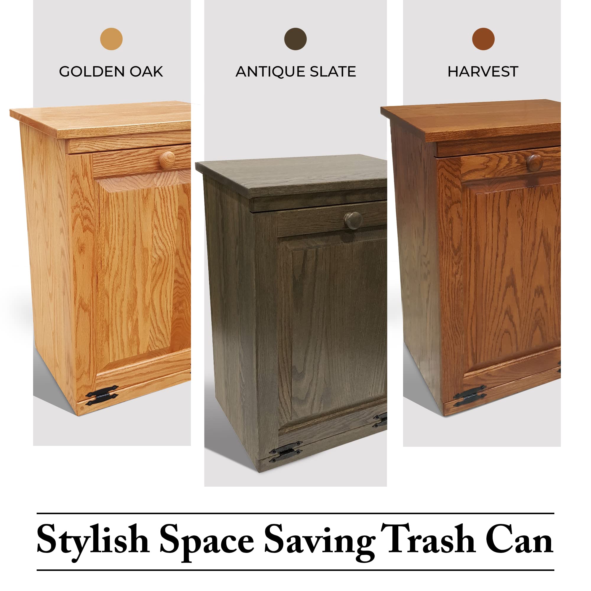Peaceful Classics Tilt Out Trash Cabinet- Amish Handcrafted Wooden Pull Out Cabinet, Decorative Trash Bin Cabinet For Kitchen, B