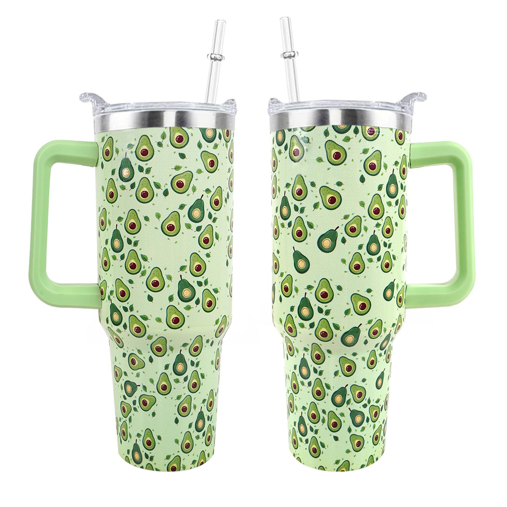 XAIVEZL Avocado Tumbler 40 oz Tumbler with Handle and Straw Lid Leak Proof - Birthday Gifts for Women Travel Coffee Mug Insulate