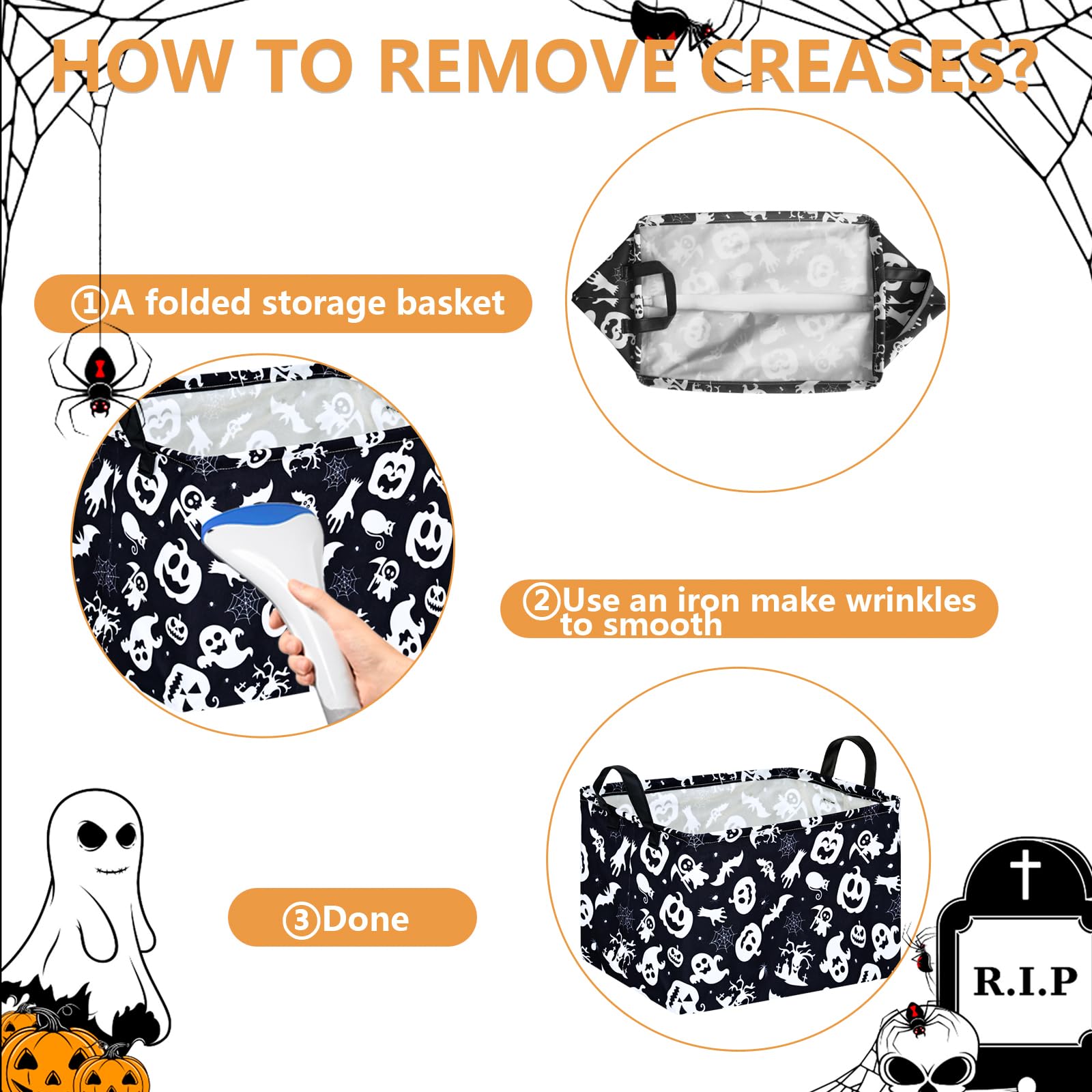 Huayee Happy Halloween Ghost Storage Basket Gift Laundry Bins Collapsible Storage Baskets Bins With Handles Laundry Basket Nurse