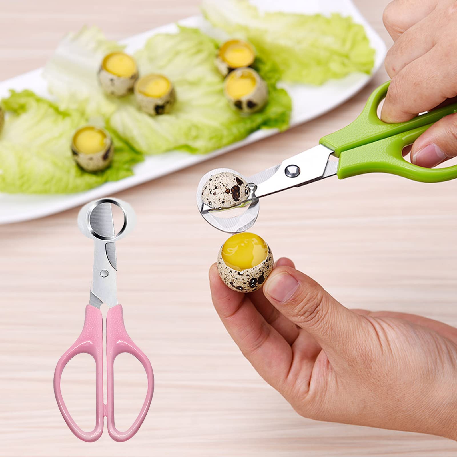 Hjyzy 4 Colors Stainless Steel Egg Cutter Scissors Kitchen Egg Shears Tool Pigeon Quail Egg Scissors Egg Clipper Shell Cutters S