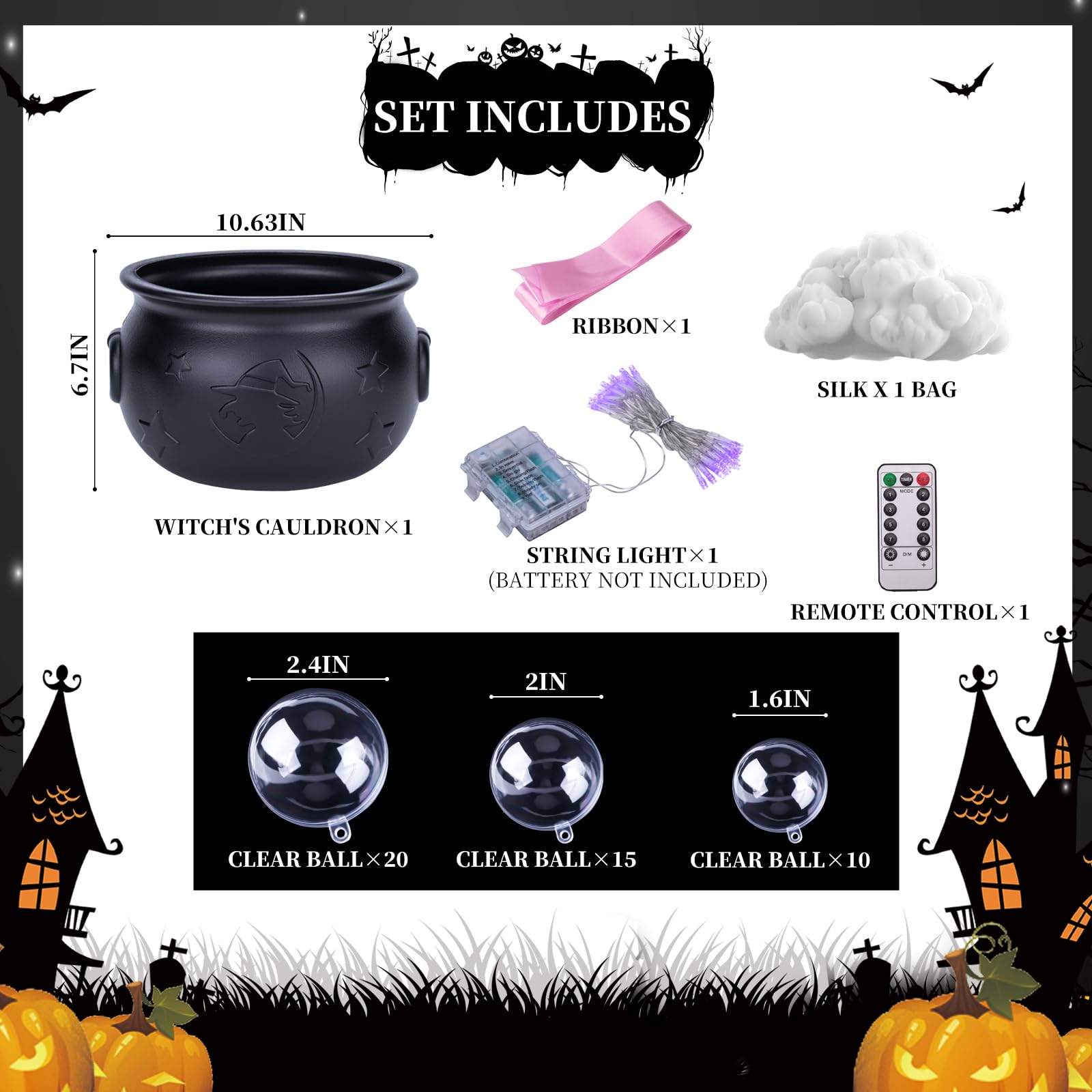 Halloween Decorations Indoor,Black Witches Cauldron,Halloween Party Decorations,Plastic Cauldron Pot,Bubble Witch Cauldron Diy S