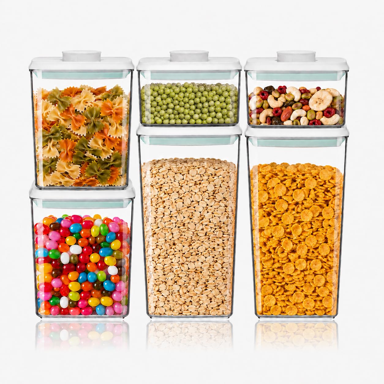 Homflai 6Piece Airtight Food Storage Containers, Clear Stackable Pop Lid