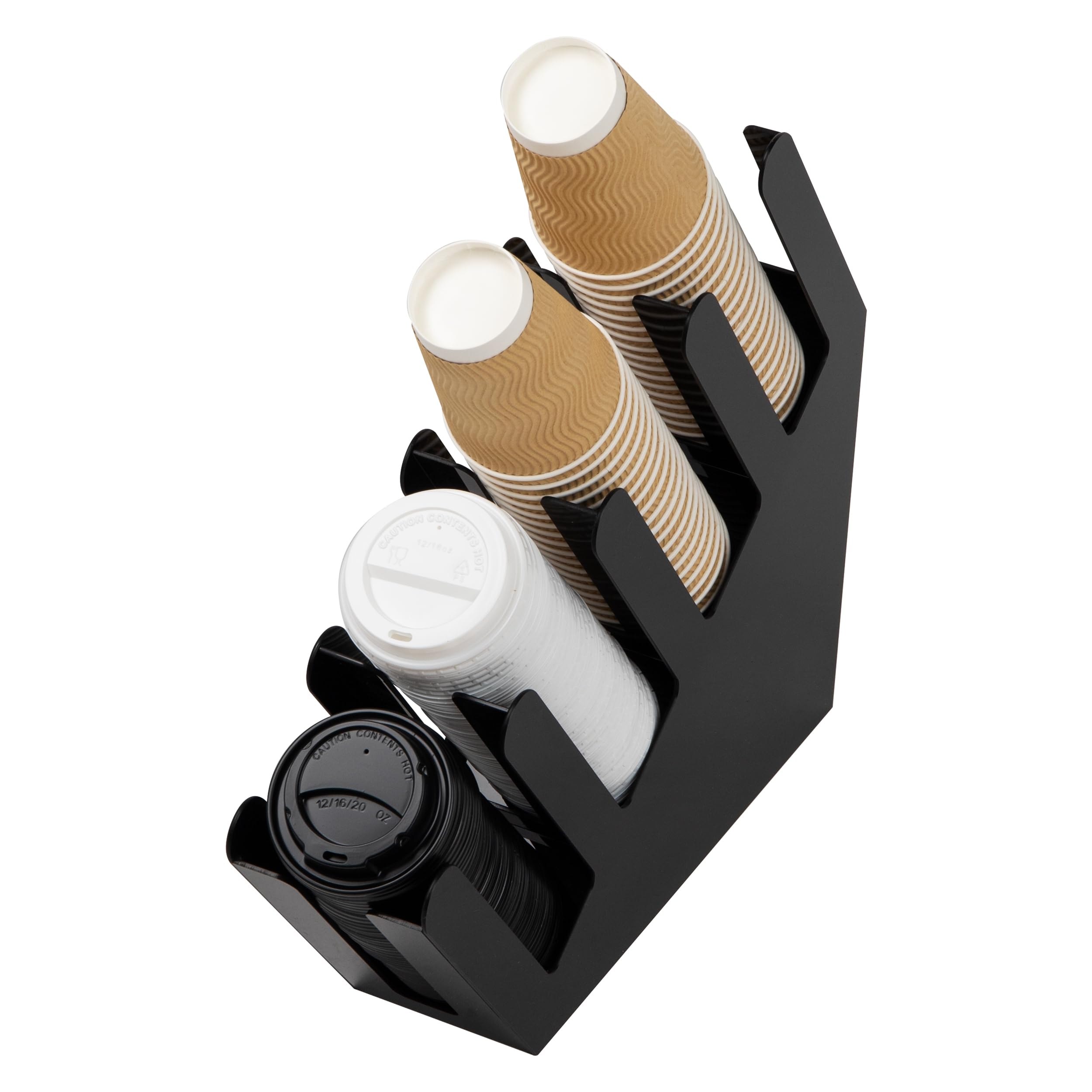 Mind Reader 4Acuphold-Blk Lid Dispenser, Countertop Org Coffee Bar, Beverage Cup, Kitchen, Breakroom, 4'' L X 18'' W X 16'' H, B