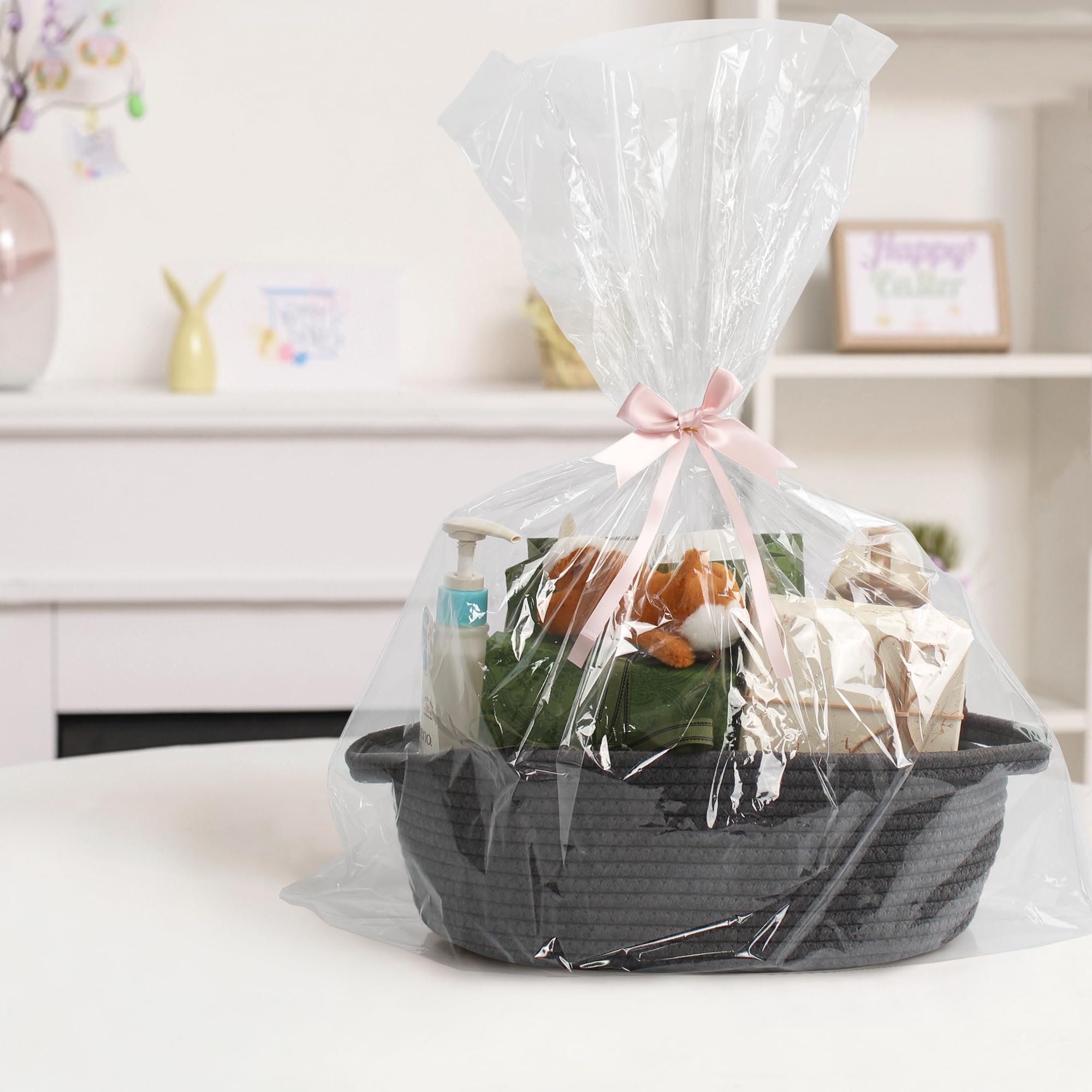 MEGASKET Small Rope Basket, Baskets for Gifts Empty, Cute Woven Basket for Dog Toy, Cat Toy Bin Box, Wicker Organizing Basket fo