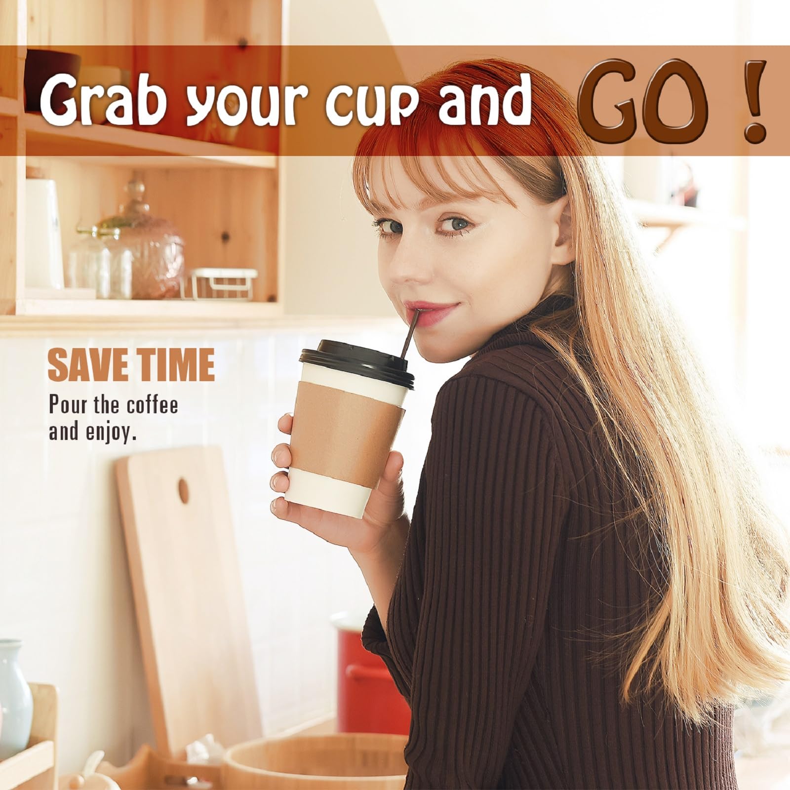 To Go Disposable Paper Coffee Cups 120 Pack with Lids Sleeves Straws Hot/Cold Beverage Drinking Cup for Water Juice Coffee or Tea Suitable for Home Shops Cafes  12 oz