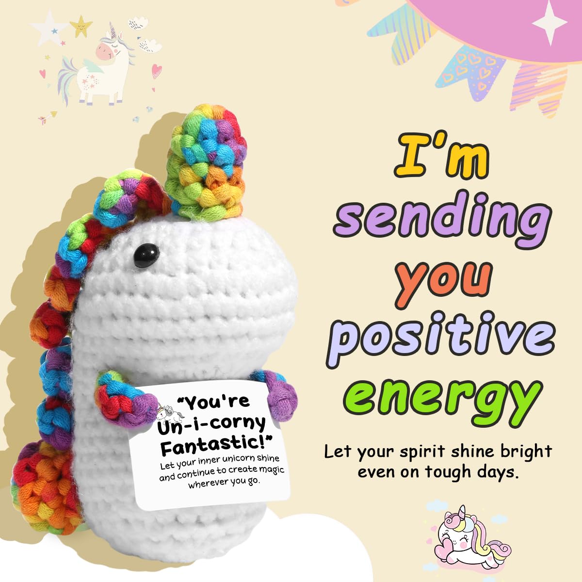 AICase Unicorn Stuff Inspirational Crochet Positive Unicorn Mothers Day Gifts Kawaii Handmade Emotional Support Nuggets Cheer Fu