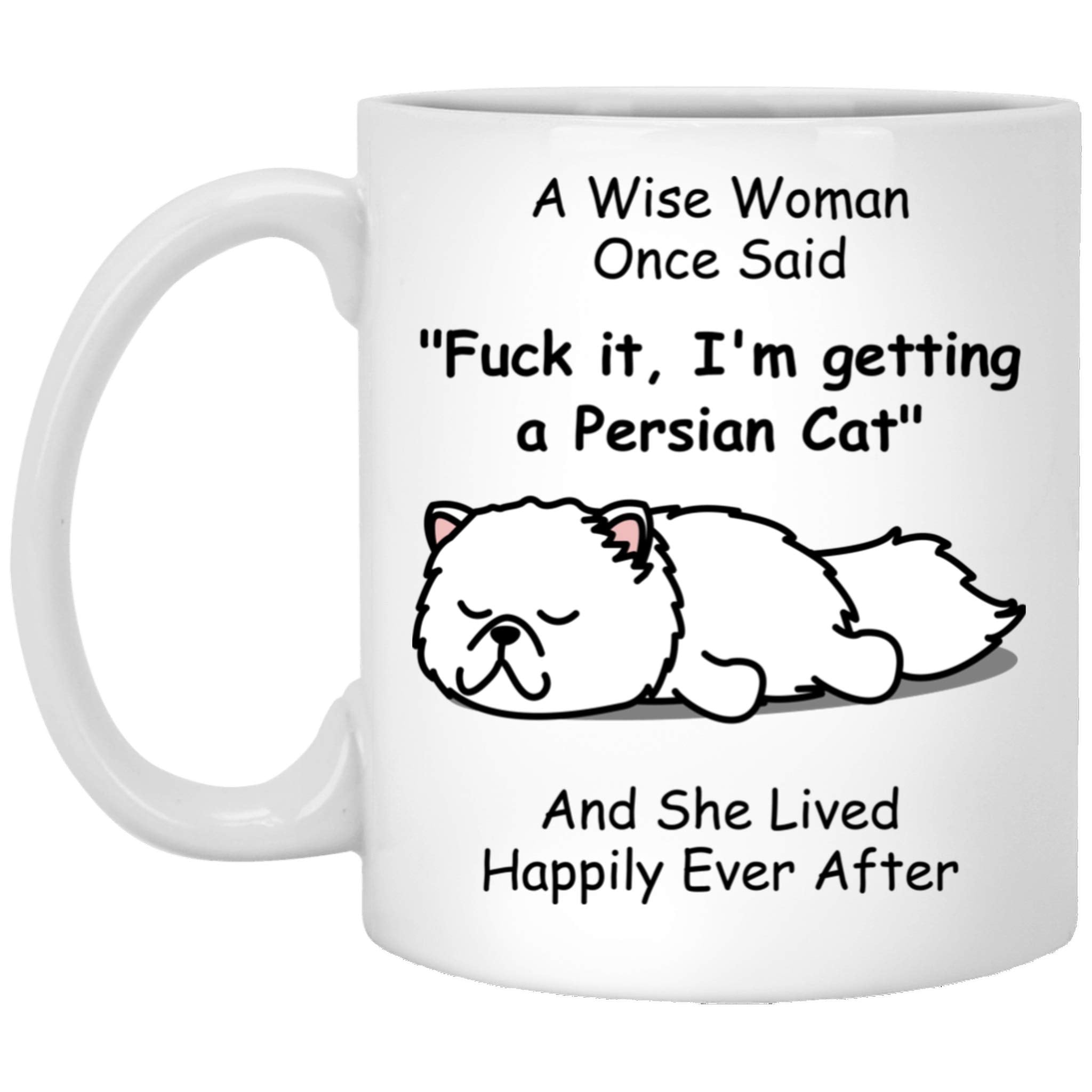 Lovesout Funny Persian Cat Gifts for Women Pets Mom Mother 's Day 2024 A Wise Woman Once Said Coffee Mug with Fun Quotes Ceramic