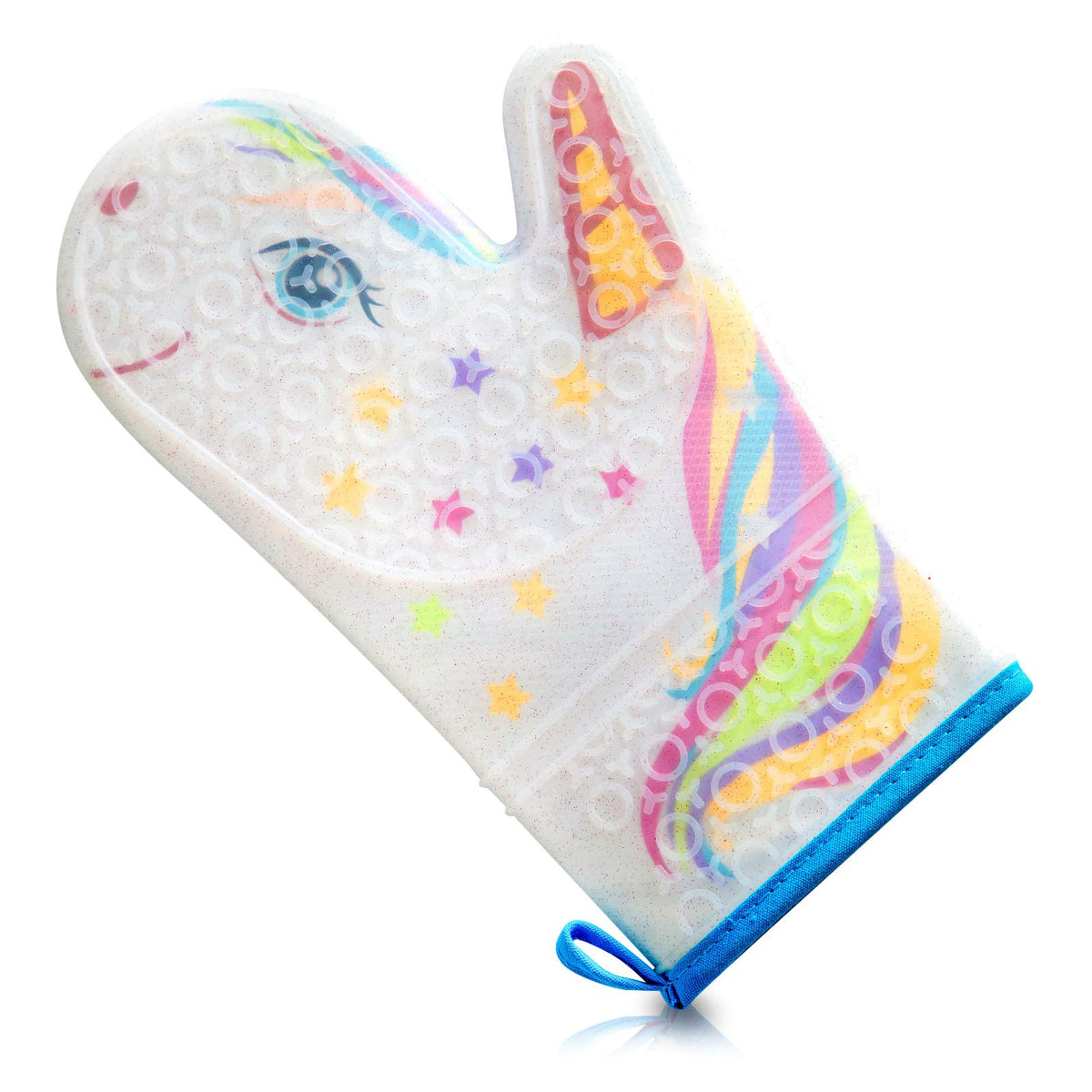 Gears Out Glitter Magic Unicorn Silicone Oven Mitt - Funny Oven Mitts - Heat Resistant Kitchen Glove, Soft Silicone, Quilted Fab