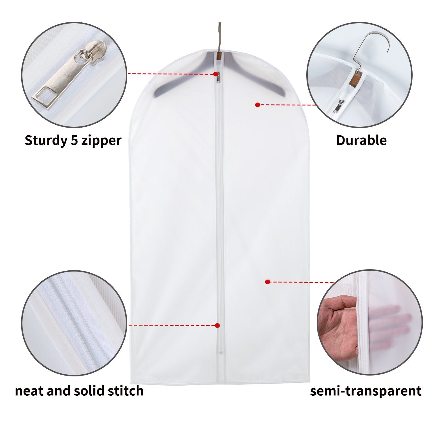 Mskitchen Clear Garment Bags Hanging Clothes Bags (Set Of 6) For Closet Storage Plastic Bag With Zipper For Extra Longer Dress W