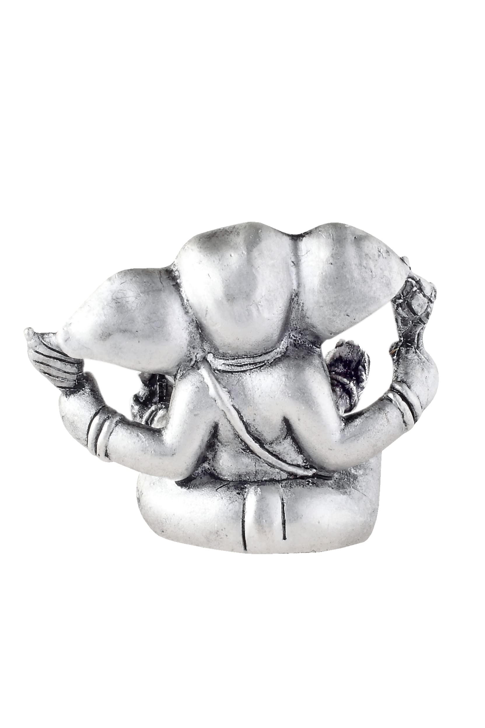 Prd Caratcafe Silver Ganesha Murti For Car Dashboard, Home & Office Use Made In Pure 925 Solid Chandi Metal Idol Of Ganesh Ji Wi