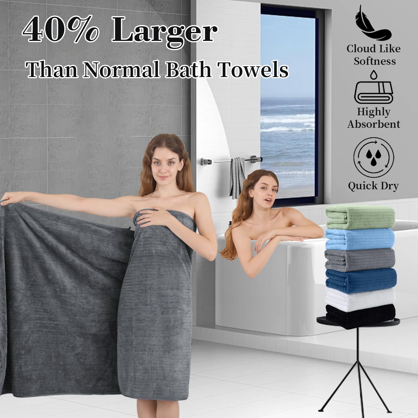 Towel 8-Piece Premium Towel Set,Extra Soft Fluffy Bathroom Towel, 2 Oversized Large Bath Sheet 35   X 70   ,2 Hand Towel 16   X