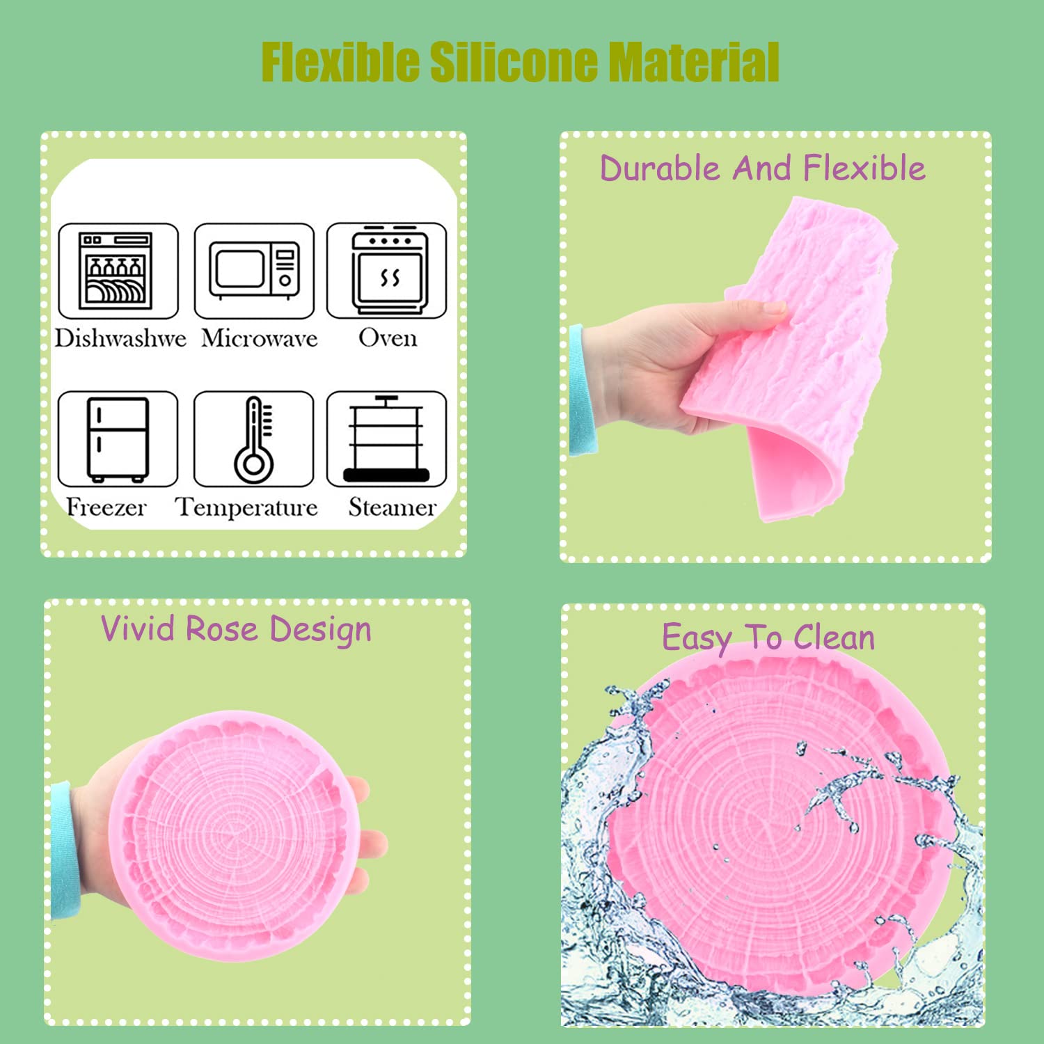 Mujiang Tree Stumps Cake Silicone Molds Tree Bark Texture Fondant Impression Mold For Cake Decorating Candy Chocolate Gumpaste S