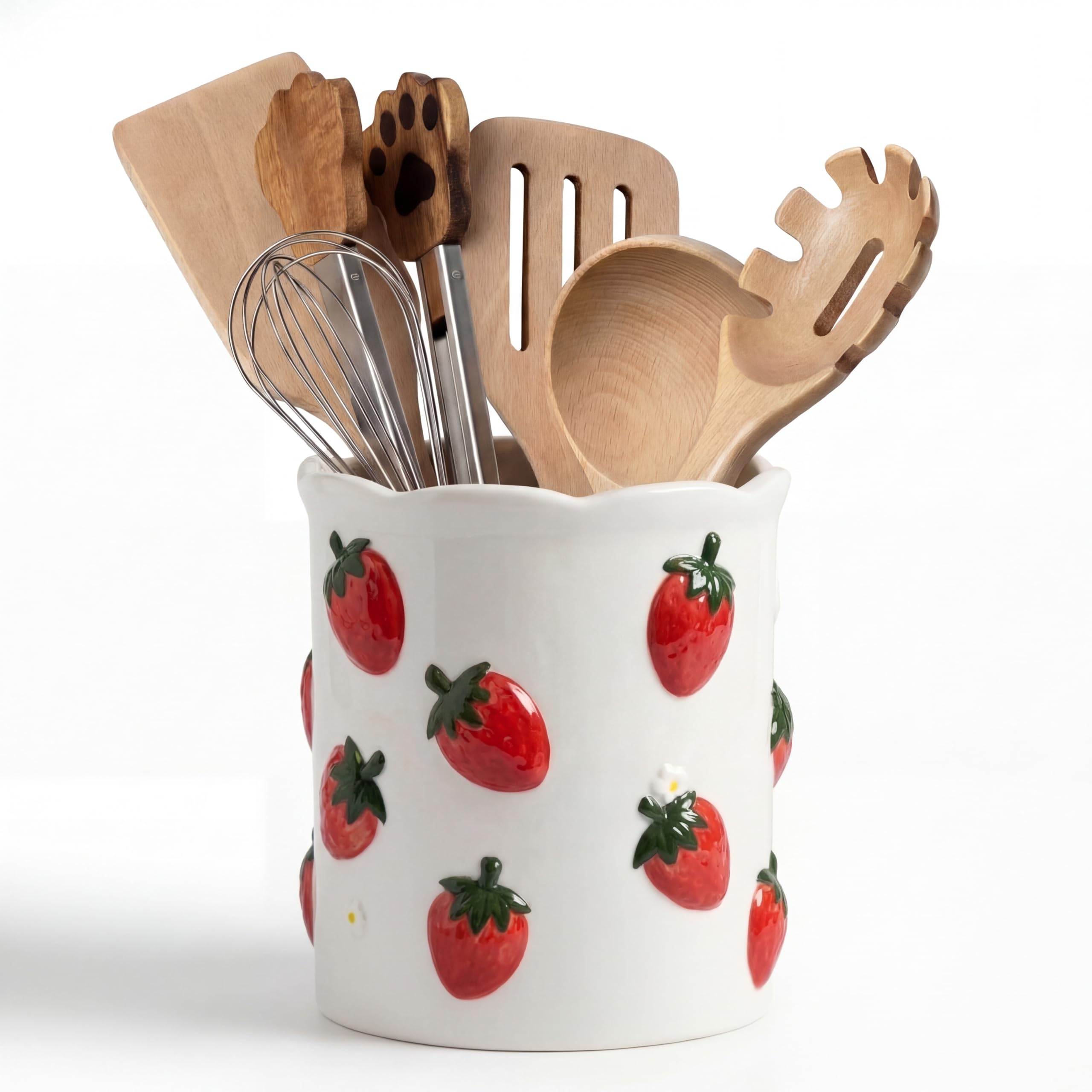 LemonRoad 6.7 H Strawberry Utensil Holder for Kitchen Counter
