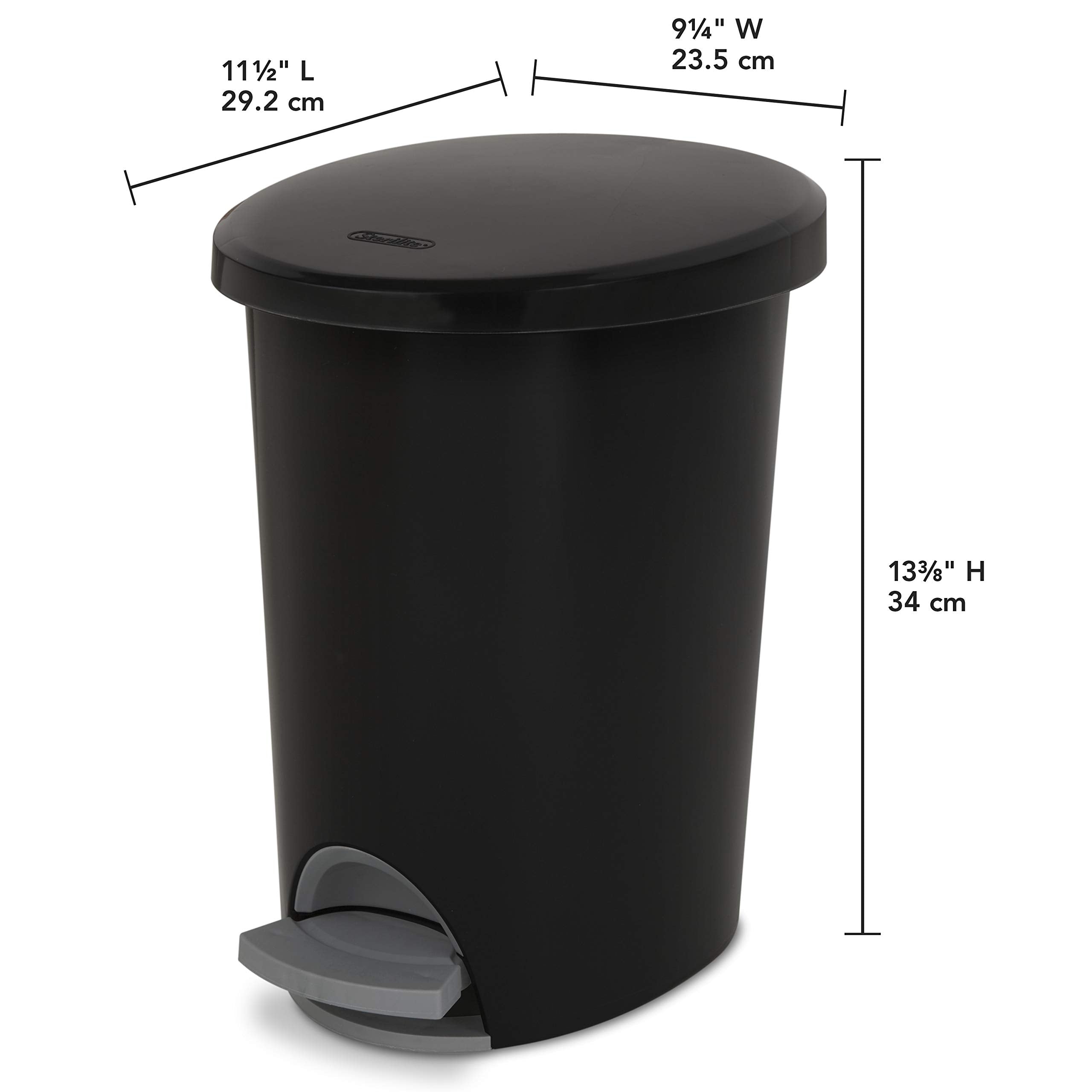 Sterilite 2.6 Gallon Ultra Stepon Wastebasket W/ Lid, Small Plastic Trash Can For The Bathroom, Bedroom, Or Dorm, Pedal And Line