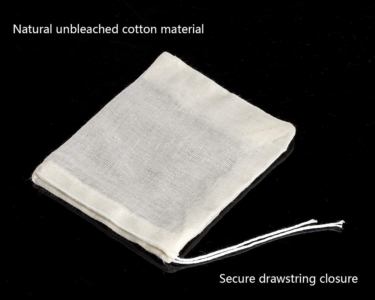 Giyomi 20 Pcs Muslin Drawstring Bags,Natural Unbleached Cotton Straining Herbs Cheesecloth Bags, Coffee Tea Brew Bags, Soup Grav