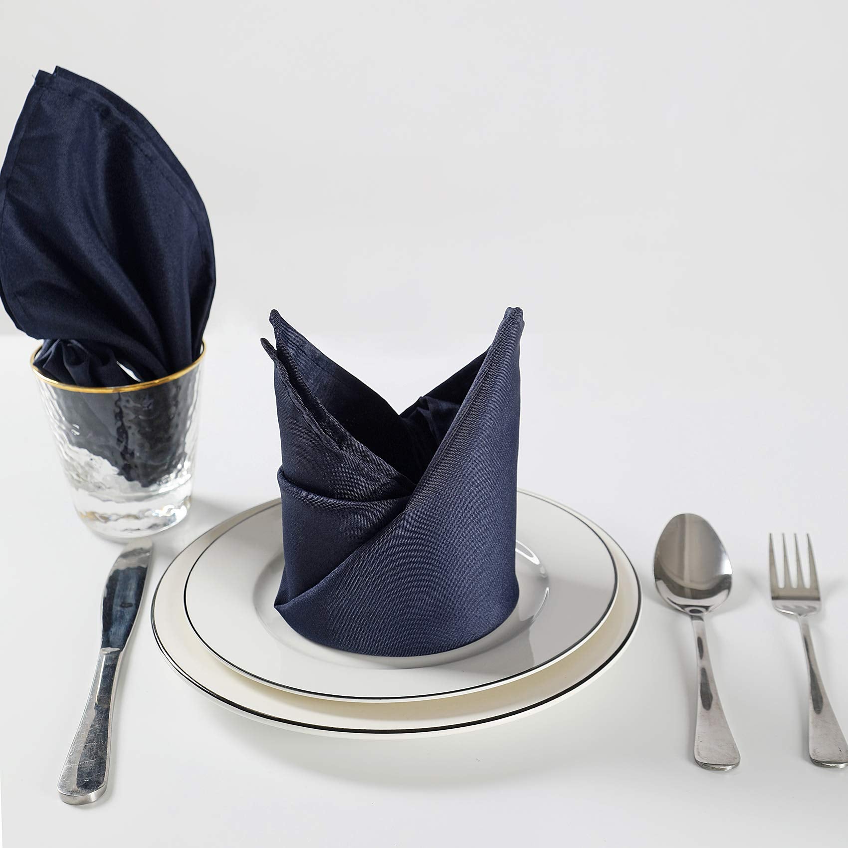 Cloth Napkins 20X20 Inch Washable Polyester Dinner Napkins Soft Table Napkins For Wedding Party Dining Banquet(Navy,100Pcs)