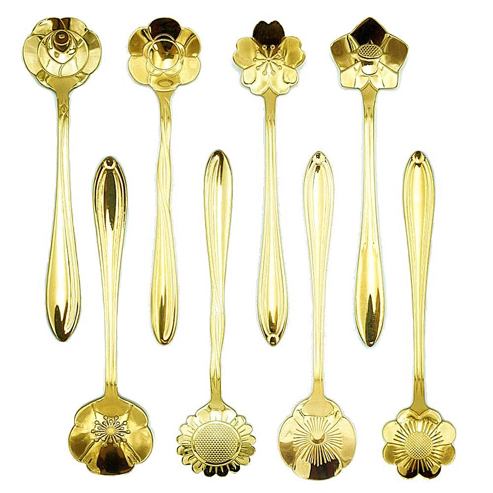 Ercrysto Stainless Steel Tableware Creative Flower Coffee Spoon, Stirring Spoon, Sugar Spoon, Mixing Spoon, Tea Spoon, Ice Cream