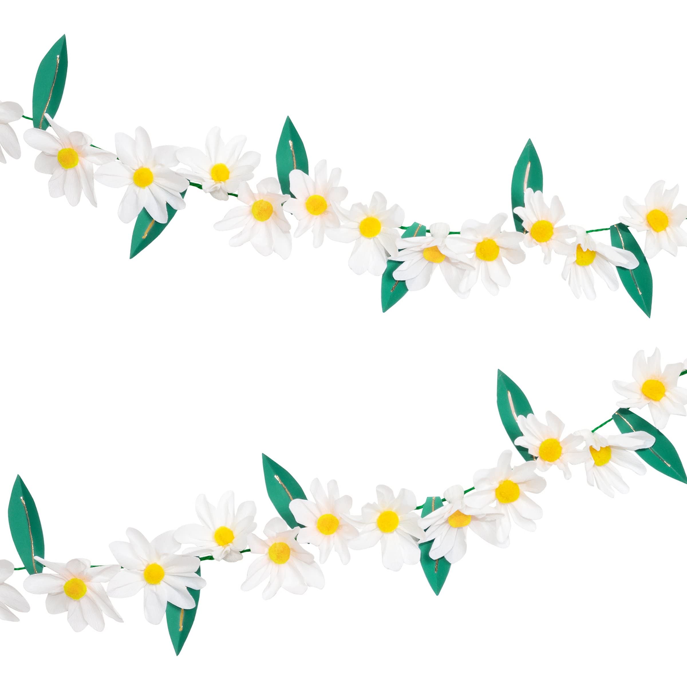 Meri Meri Wild Daisy Garland (Pack Of 1), 8' Flower Garland W Excess Cord, Crepe Paper Flowers