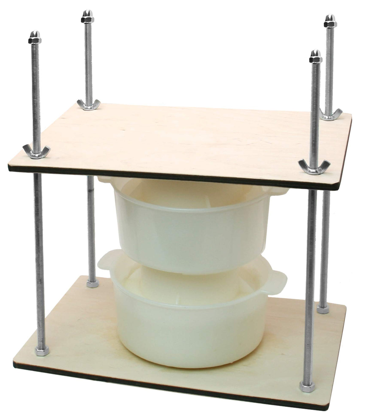 Petristor Wooden Cheese Press For Cheese Making Supplies 12In Metal Guides 13In And 2 Cheese Mold With Follower Piston 1.3Qt - L