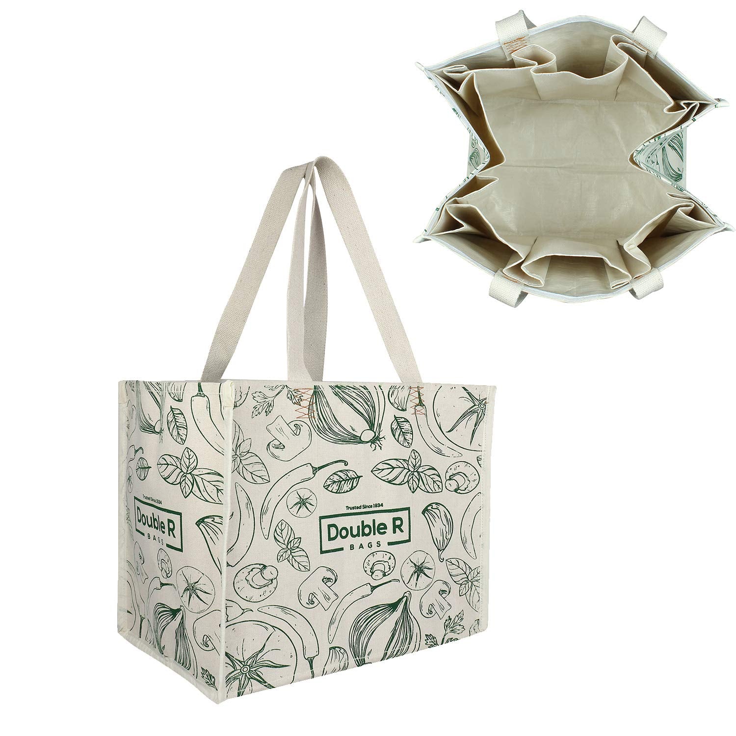 DOUBLE R BAGS Reusable Large Heavy Duty Waterproof Shopping Bags Kitchen Essentials/Grocery Bag/Vegetable Bag/jhola/thela with F
