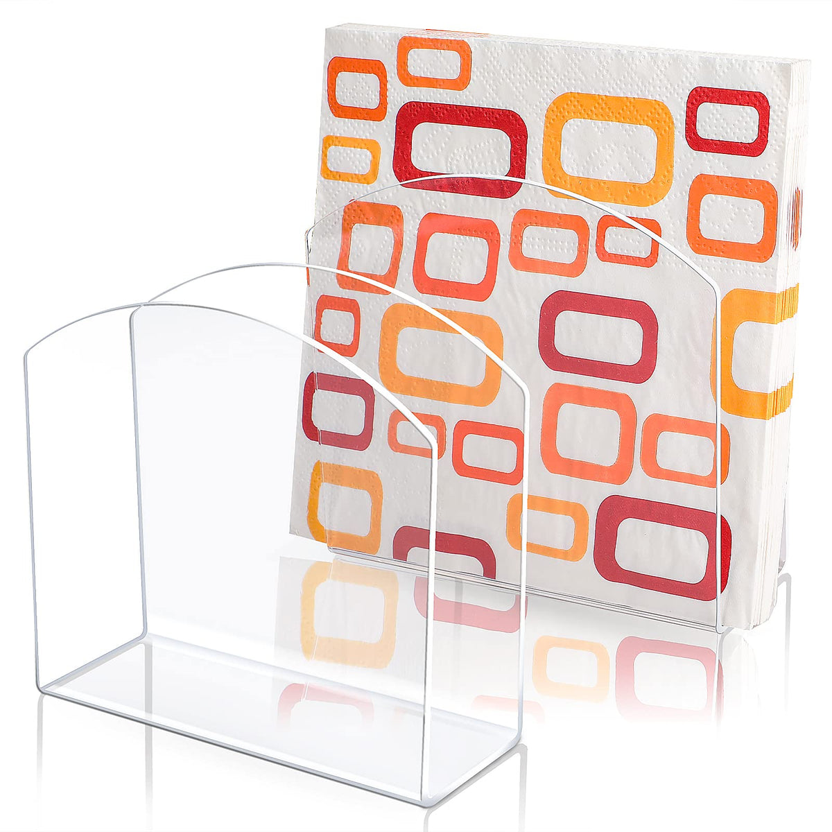 Kamehame 2Pcs Acrylic Napkin Holders For Tables Clear Napkin Dispenser Vertical Freestanding Napkin Stand
