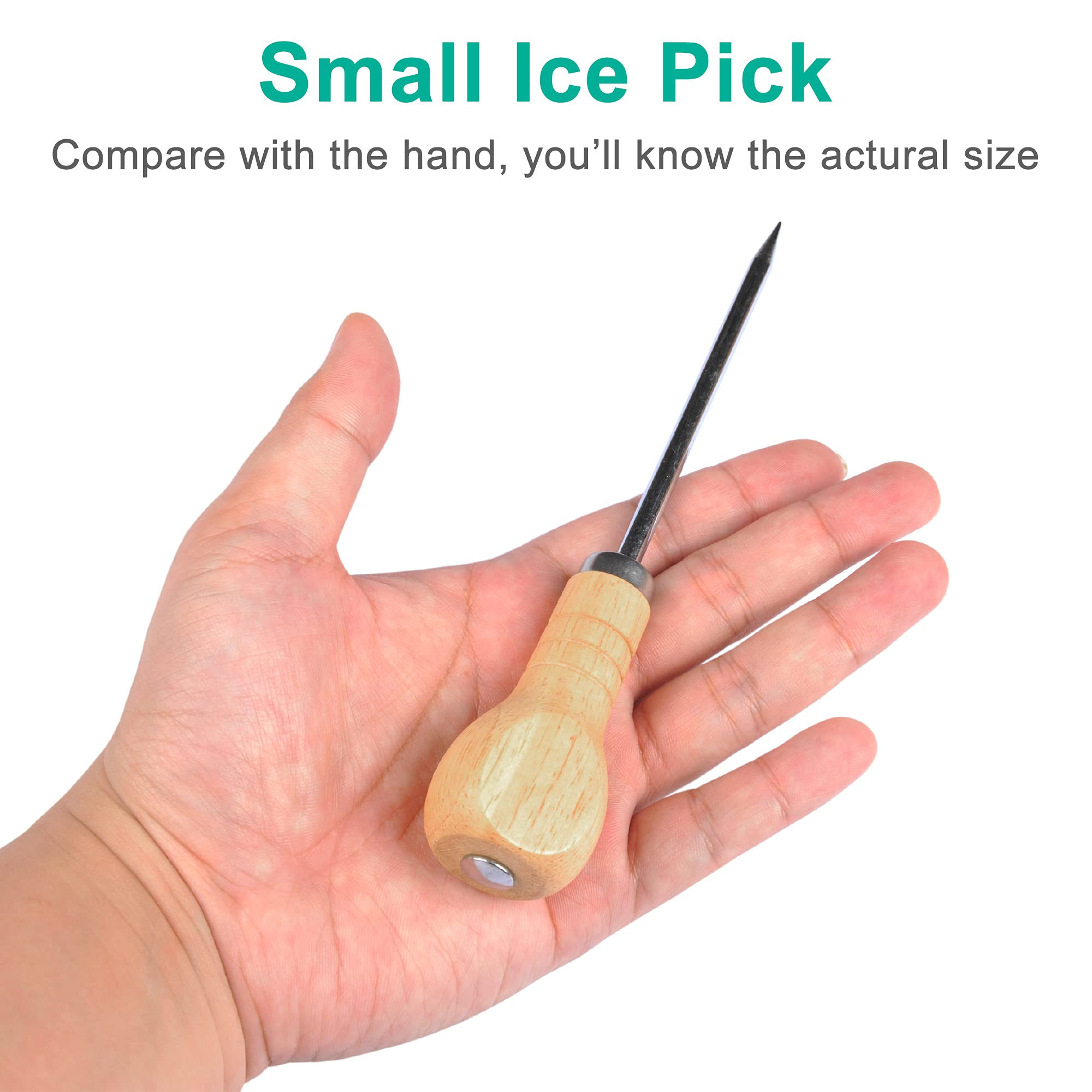Yzurbu 6pcs Ice Pick for Breaking Ice  Stainless Steel Ice Pick Tool with Safety Wooden Handle for Kitchen