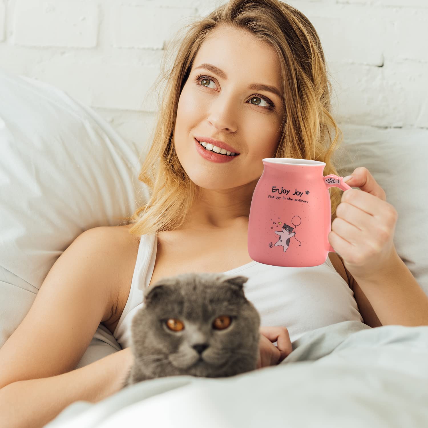 Novelty Cat Mug Cute Ceramic Coffee Cup With Kawaii Wooden Kitty Lid, Lovely Cat Claw Spoon, Anime Wooden Cat Coaster, Cat Thing