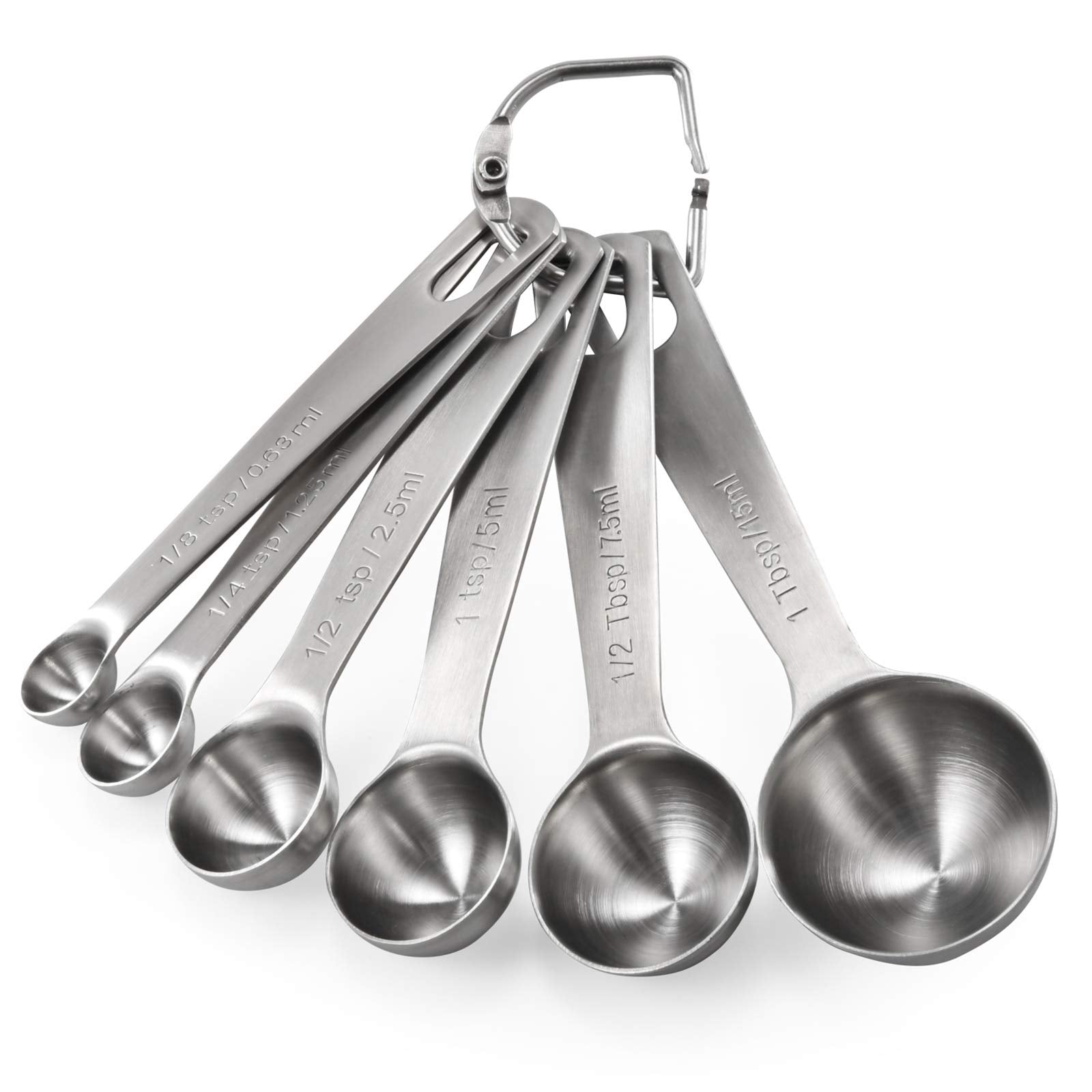 Measuring Spoons: U-Taste 18/8 Stainless Steel Measuring Spoons Set Of 6 Piece: 1/8 Tsp, 1/4 Tsp, 1/2 Tsp, 1 Tsp, 1/2 Tbsp & 1 T