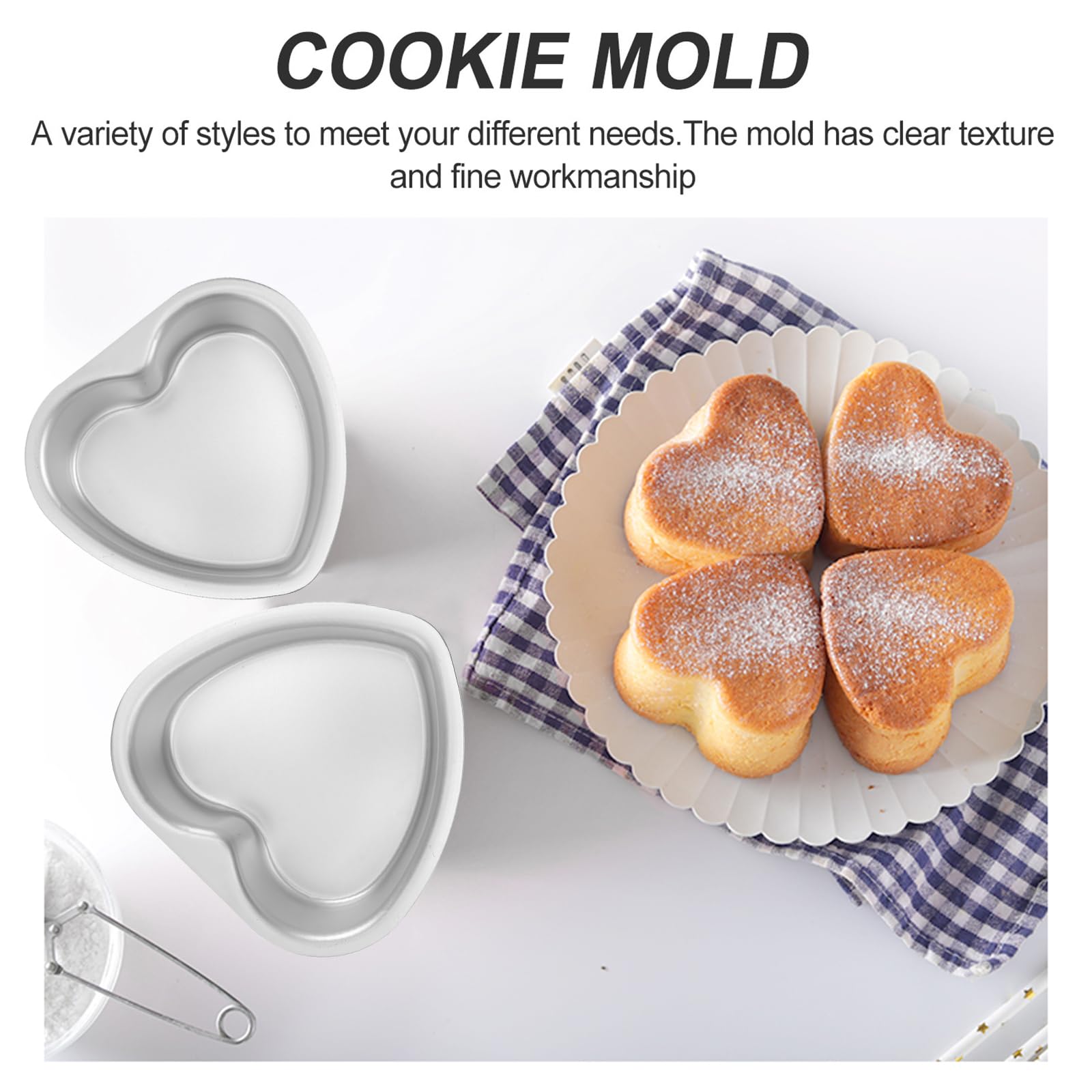 Bestonzon Heart Pan 5Pcs Heart Cake Heart Shape Cake Pan Heart Shaped Pizza Pan 4 Inch Cake Pan, Aluminum Heart Heart Cake Pan