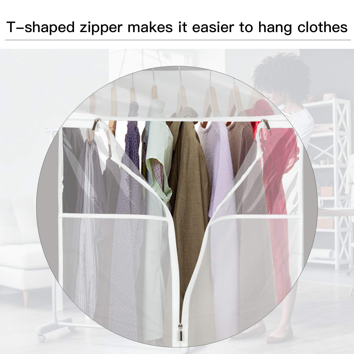 Zilink Hanging Clothes Bag Organizer 43 Inch-2 Pack Large Garment Bags Suit Bag For Storage Hanging Clothes Cover For Suit Coats