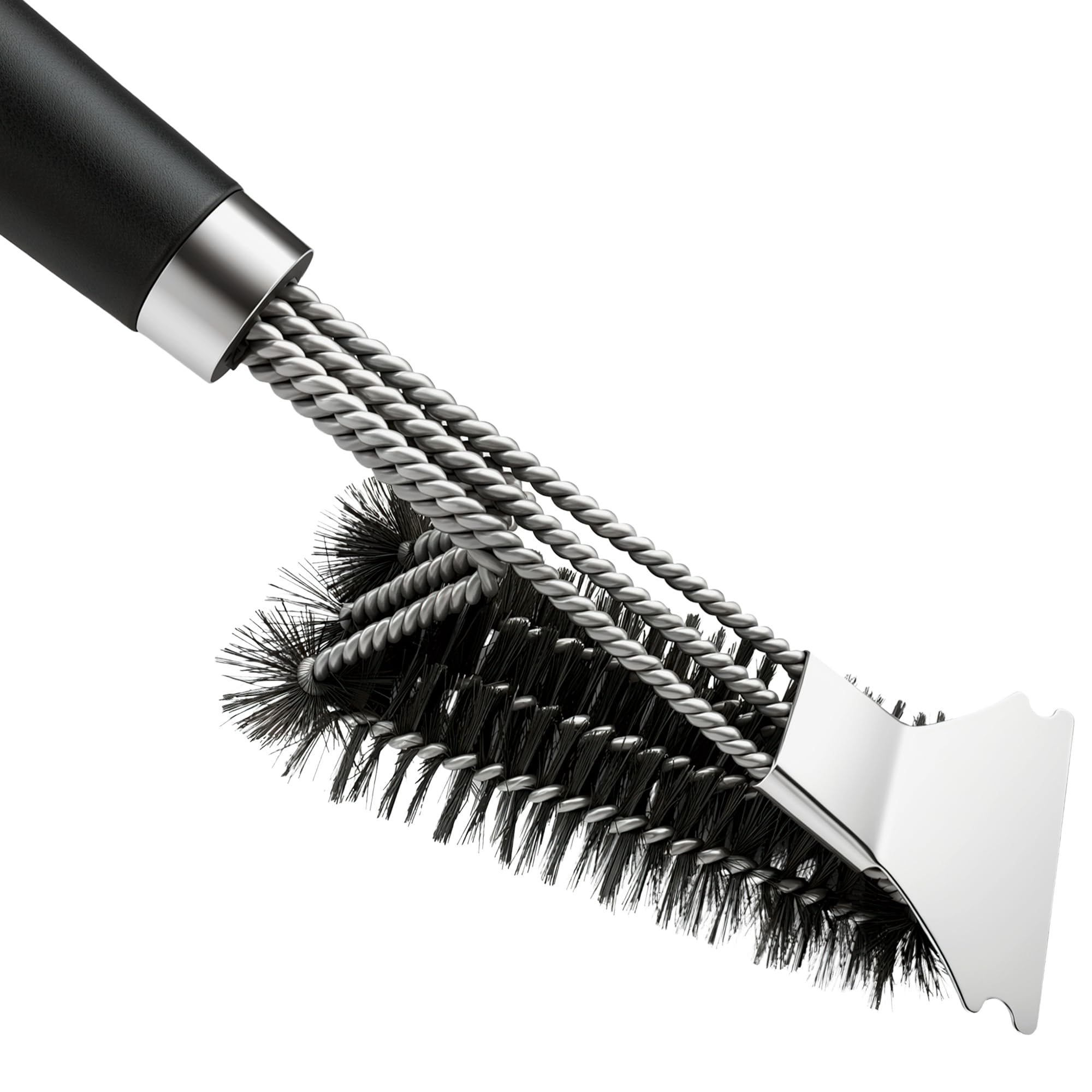 12 Inch Stainless Steel BBQ Grill Cleaning Brush with Scraper