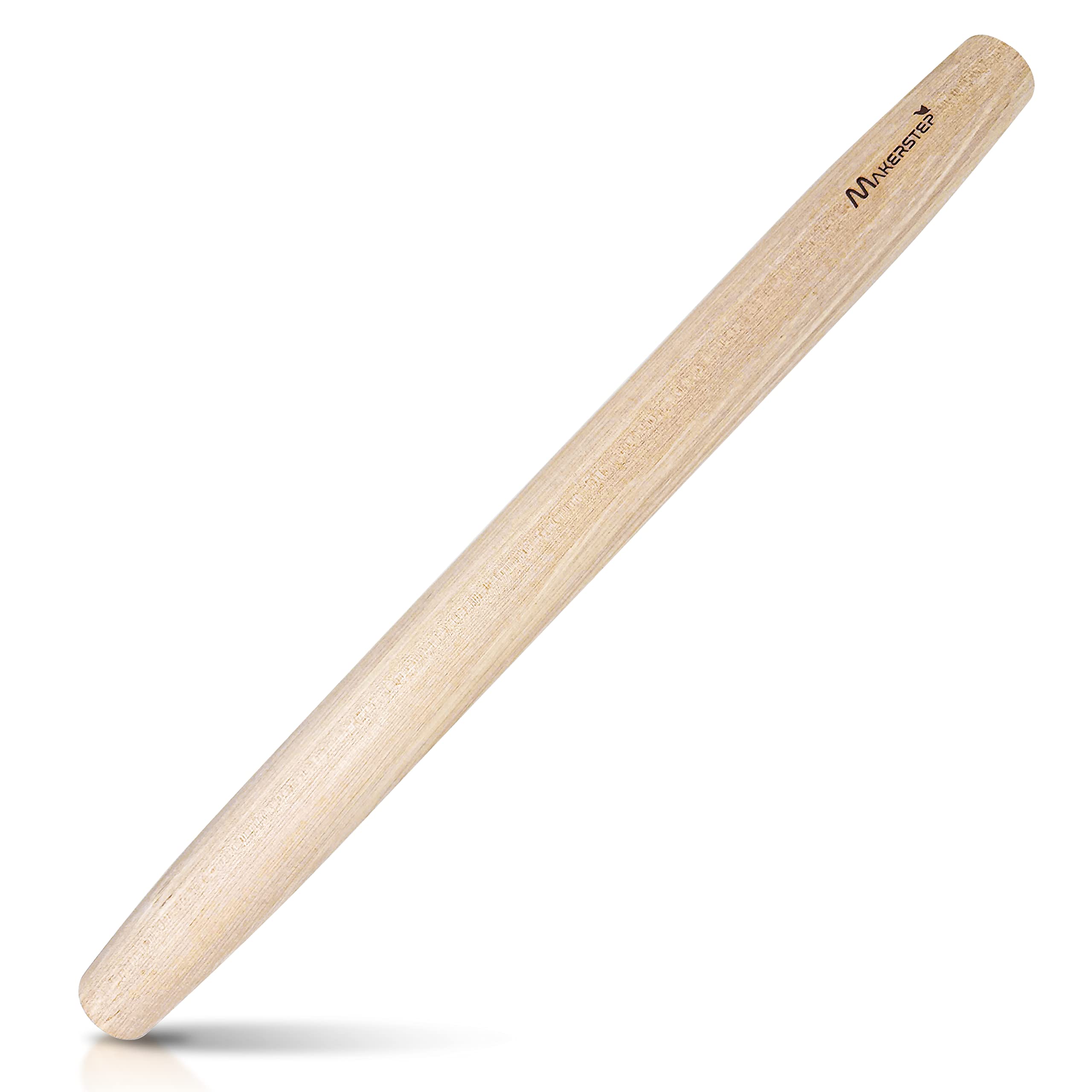 Makerstep French Wooden Rolling Pin 17 Inches, Natural Wooden Rolling Pin For Baking Pizza Dough, Cookie, Pastry, Pie Crust. Smo
