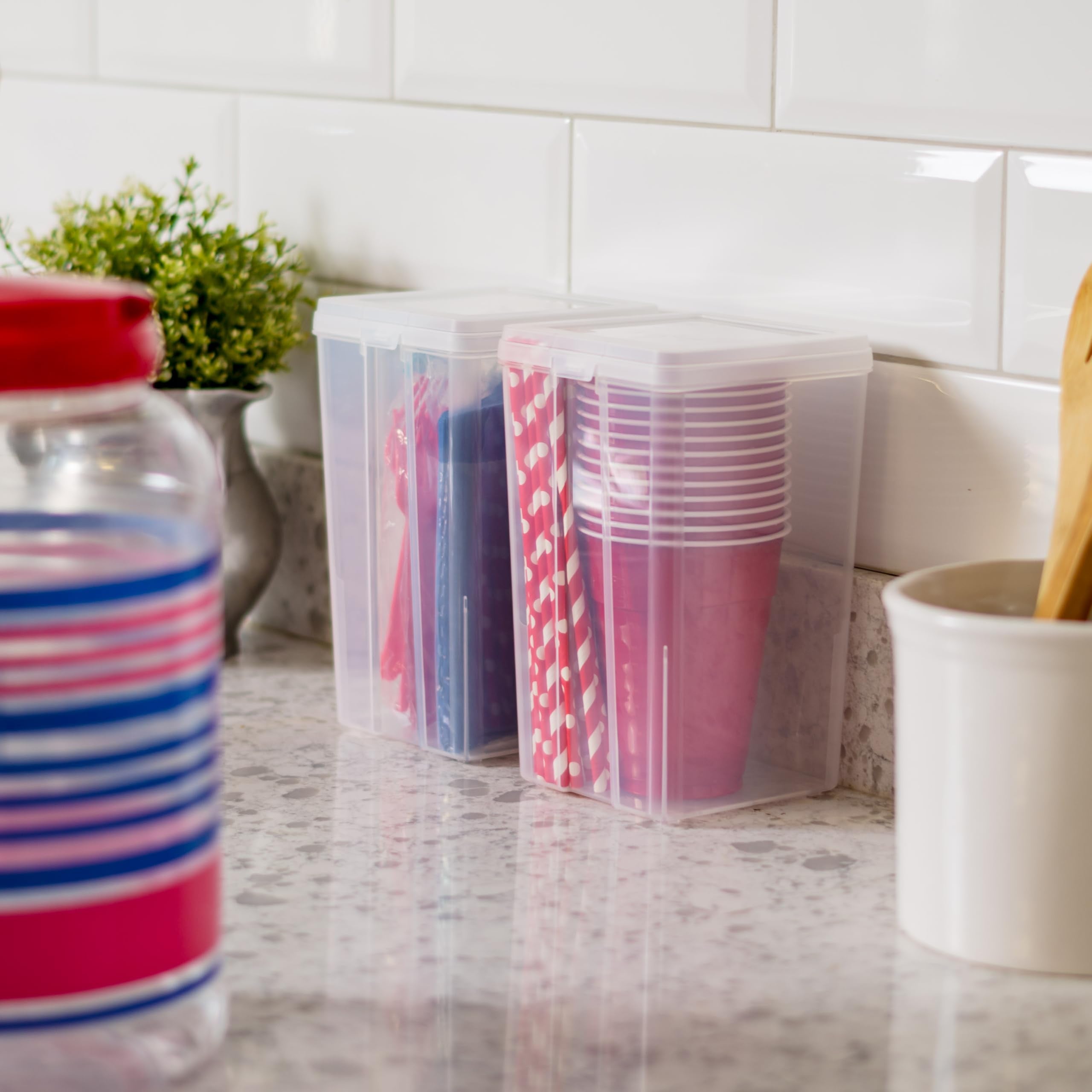 Iris Usa Medium Vertical Storage Container For Home & Office Organization, Big Capacity Stackable Plastic Bin For Stationery, Pa
