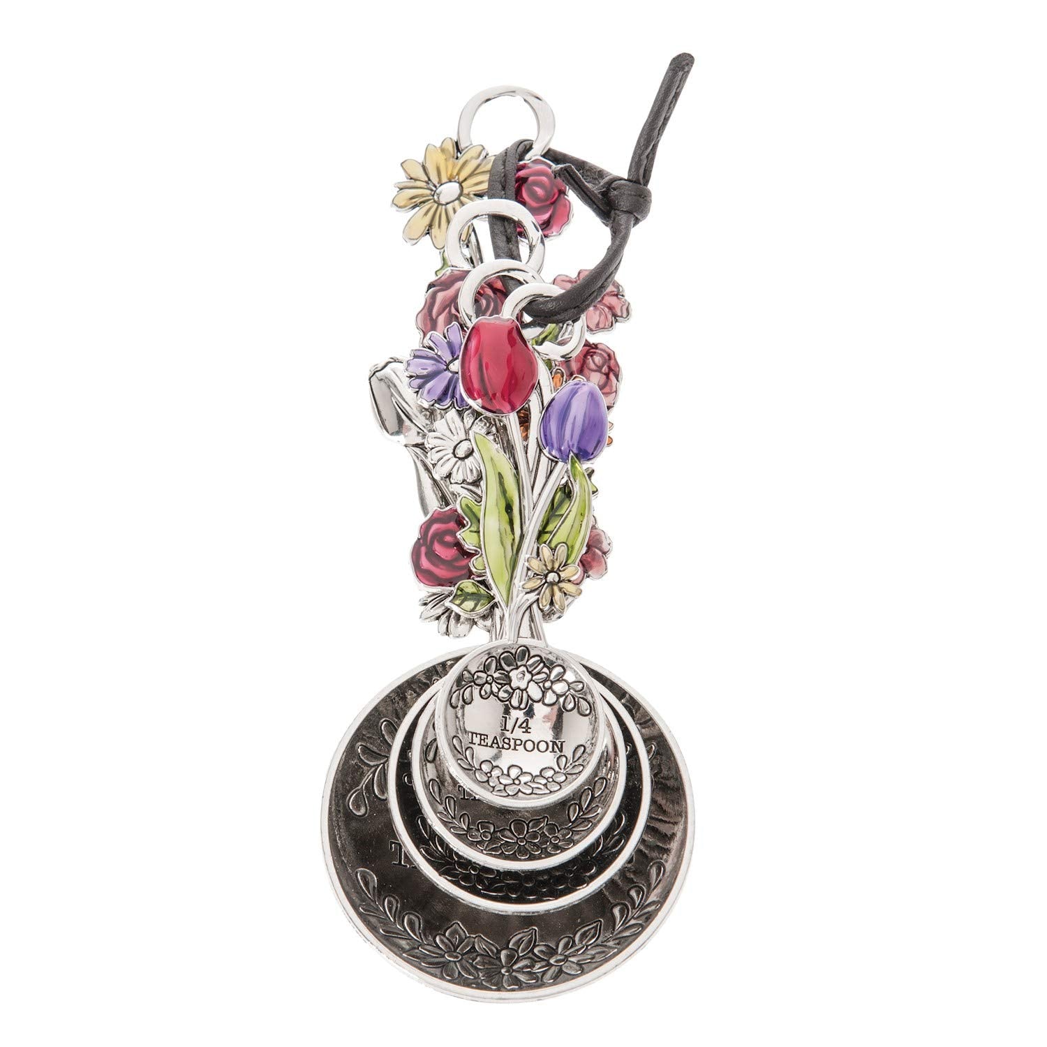 Ganz 4-Piece Measuring Spoons Set - Colorful Flower Bouquet