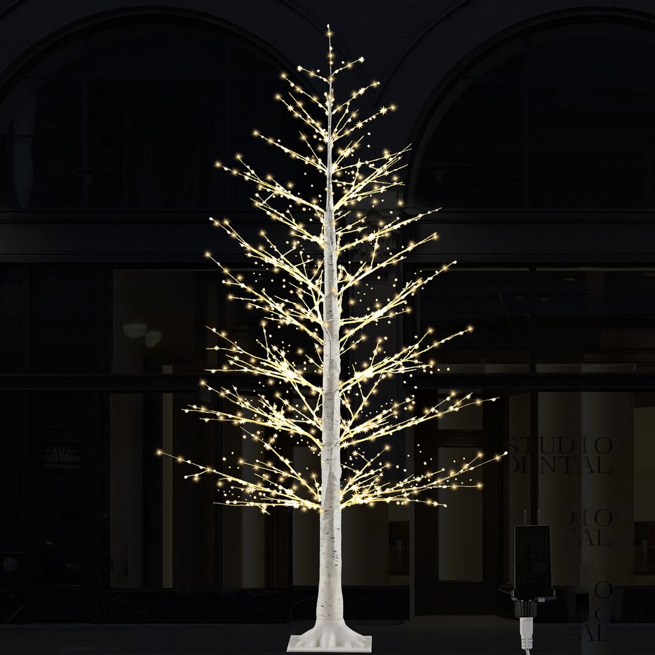 5FT Lighted Birch Tree with 800 Warm White LEDs, Prelit Christmas Tree with Twinkle Lights, LED Birch Tree with Timer & Brightne