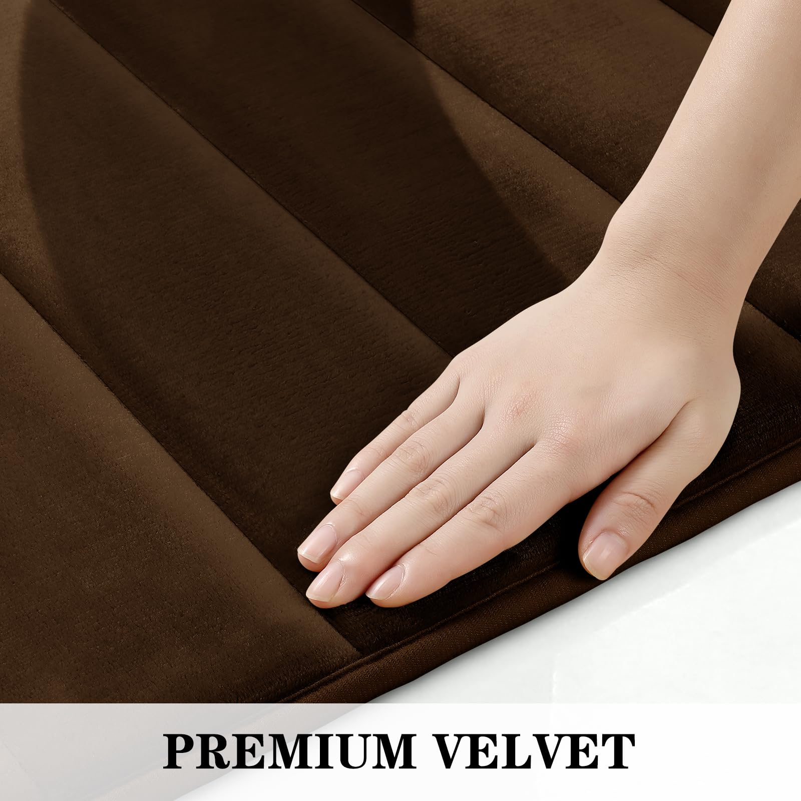BYSURE Brown Memory Foam Bathroom Rug Set 3 Piece Non Slip Extra Absorbent Shaggy Bathroom Mats and Rugs Sets  Soft & Dry Bath Mat Sets for Bathroom Washable Carpets Set