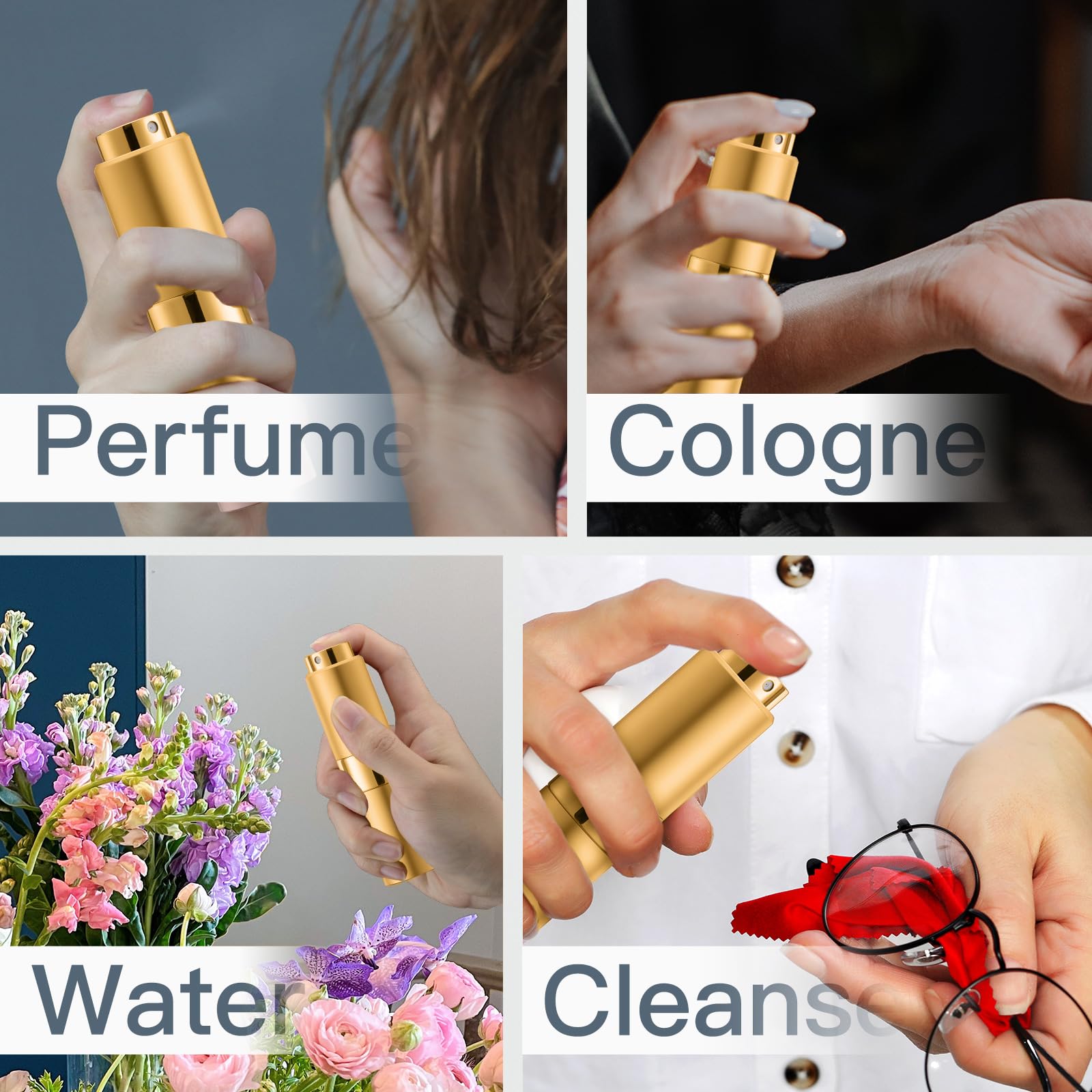 Owlyee 20Ml Perfume Atomizer, 1Pcs Travel Cologne Spray Bottle, Mini Empty Sprayer Dispenser (Gold)