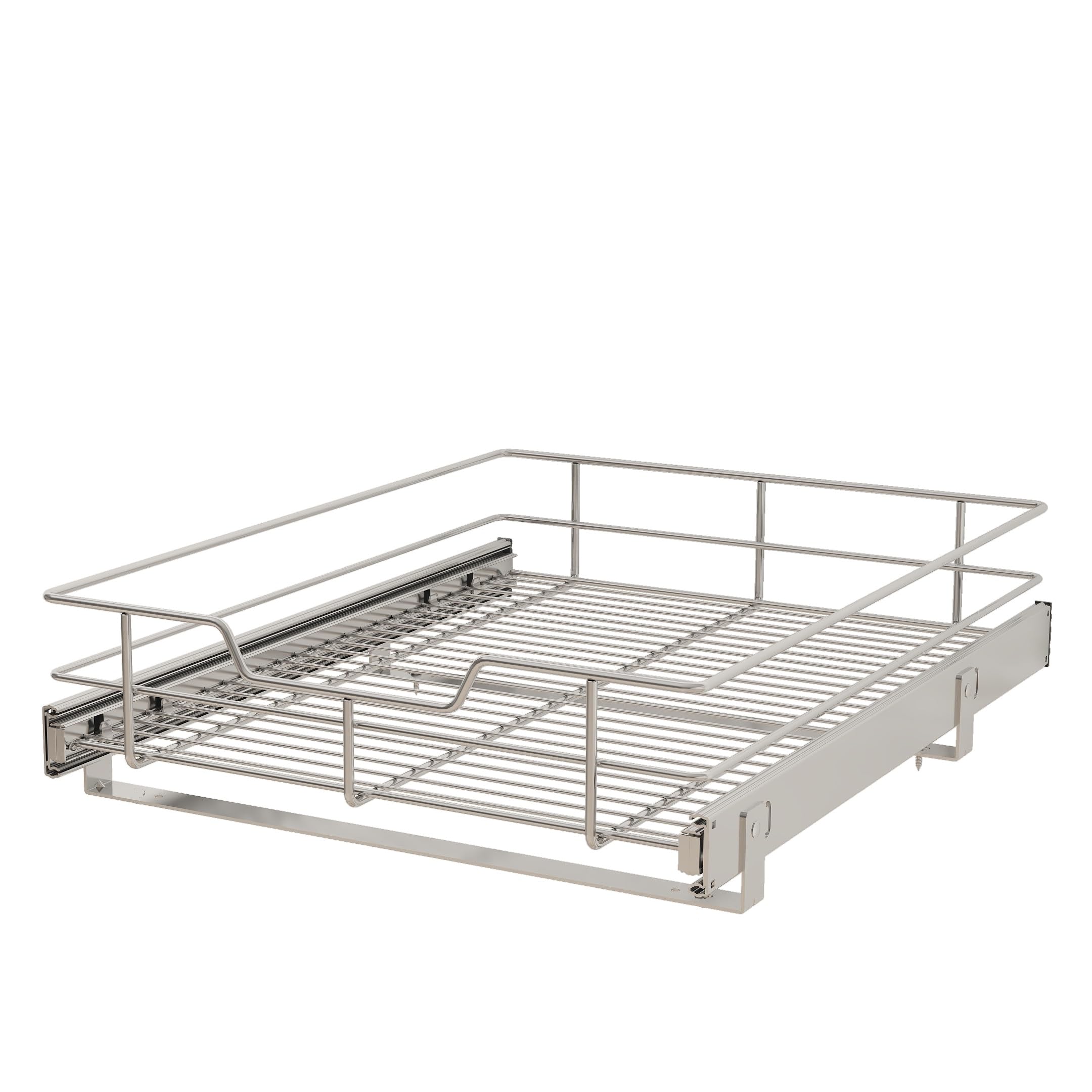 Storking 1 Tier Wire Basket Pull Out Shelf Drawer Storage Organizer For Kitchen Base Cabinets Chrome-Plating (17X 22 X 5.3 Inch,