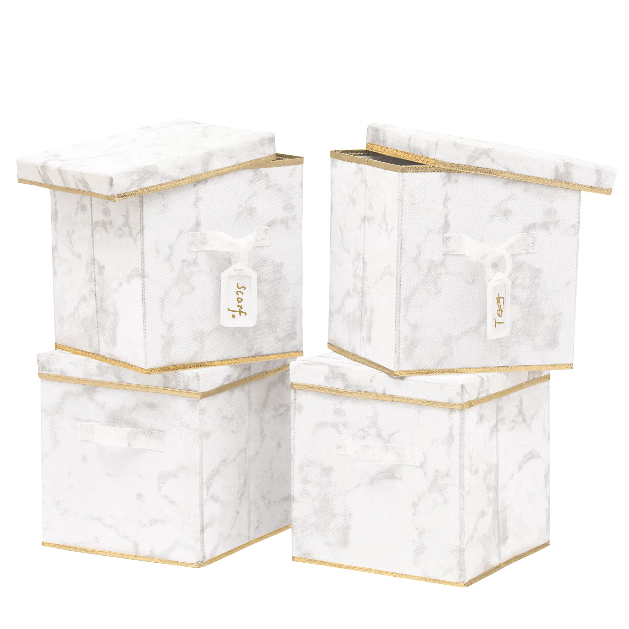 Damahome Storage Cubes Organizer Bins - 13Inch Foldable Storage Bins, Leather Dual Handles Storage Box, Closet Organizer Shelf B