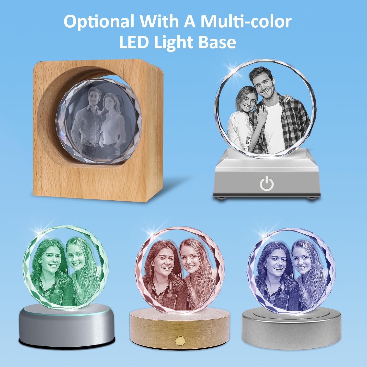 HAN S LASER 3D Crystal Photo, Personalized Gift with Your Own Photo, Unique Mothers Day,Birthday Gift for Women, Mother, Wife, H