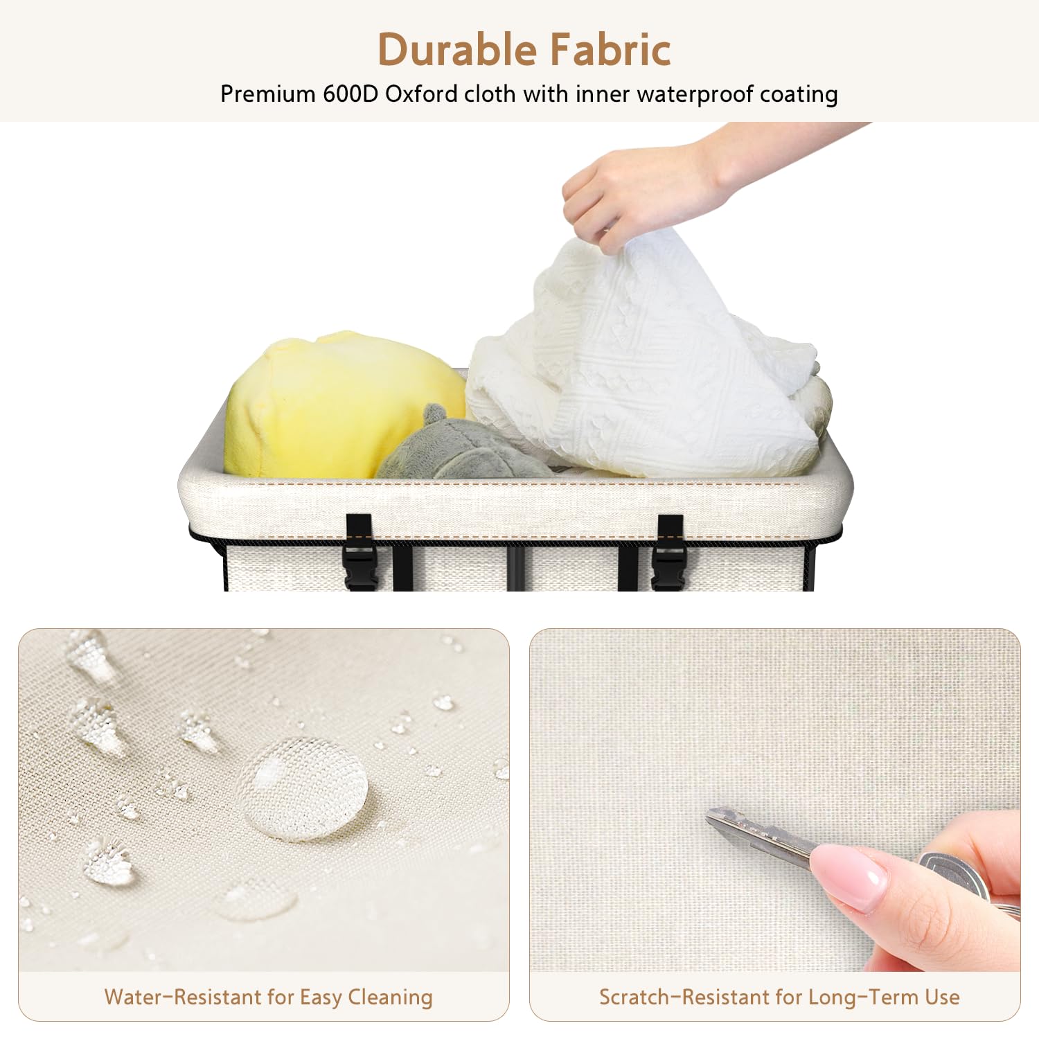 150L Large Laundry Basket With Wheels, Rolling Laundry Hamper With Removable Laundry Bag & Metal Frame, Oxford Fabric Dirty Clot