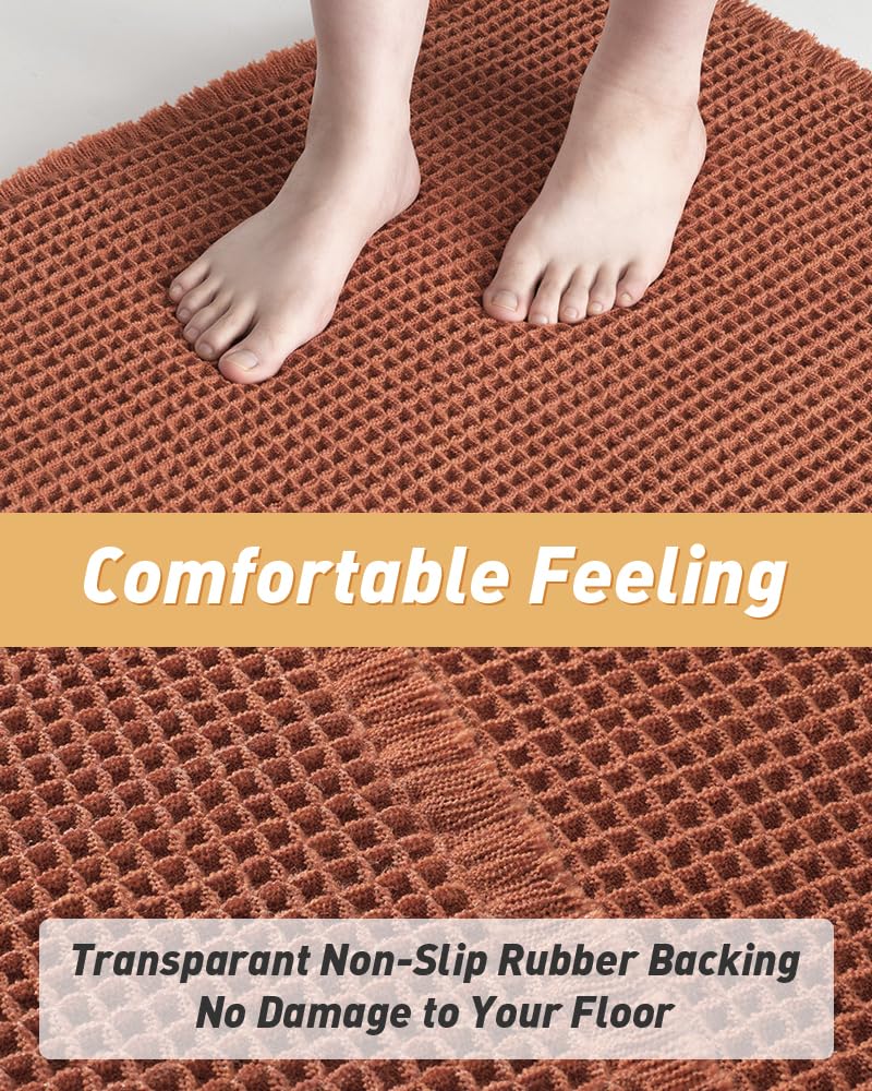 Upgraded Waffle Runner Rug Super Absorbent Non Slip Bath Mats For Bathroom Machine Washable Bathroom Runner Rug With Tassels, Id