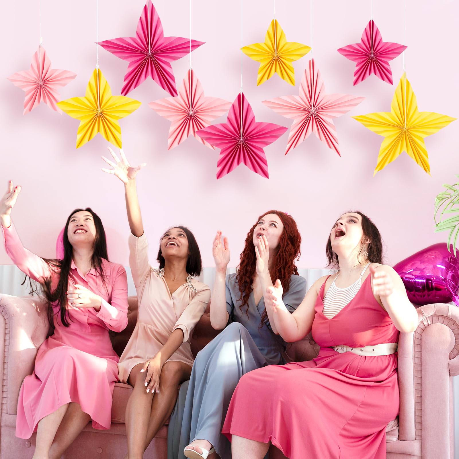 Sunbeauty Paper Star Party Decorations Paper Fans Classroom Decoration Paper Starfish Decor Hanging Paper Fans Decor For Christm
