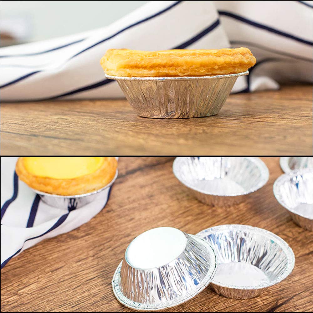 Jyongmer 200 Pieces 2.6 Inch Round Pie Tart Small Tin Foil Pans Disposable Aluminum Mini Pie Pans For Baking, Cooking Supplies