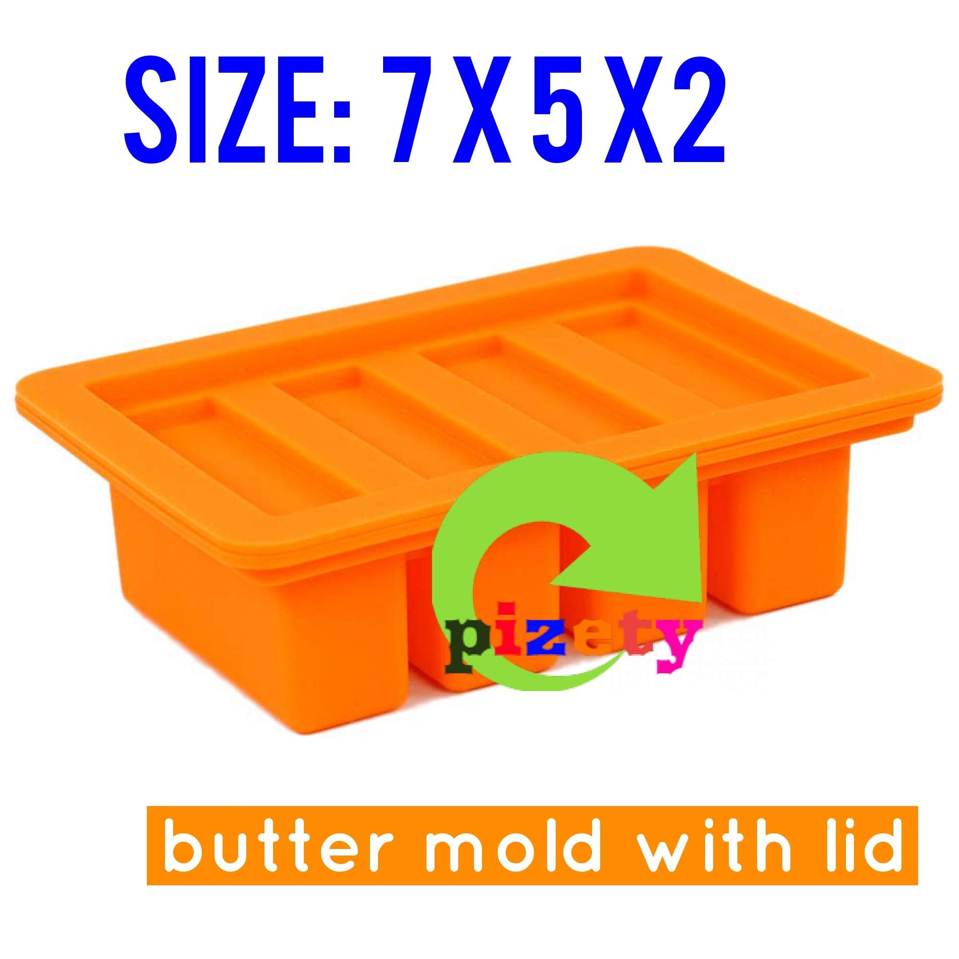 Large 4 Cavities Butter Mold Silicone (Orange)