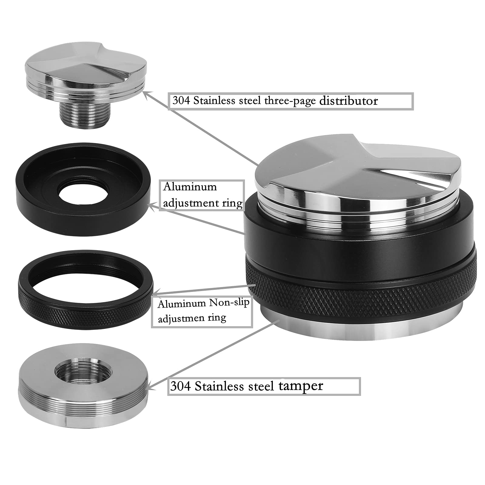 Dibtsa 53Mm Coffee Distributor And Tamper, Dual Head Coffee Leveler, Professional Adjustable Depth Espresso Hand Tamper (53Mm)