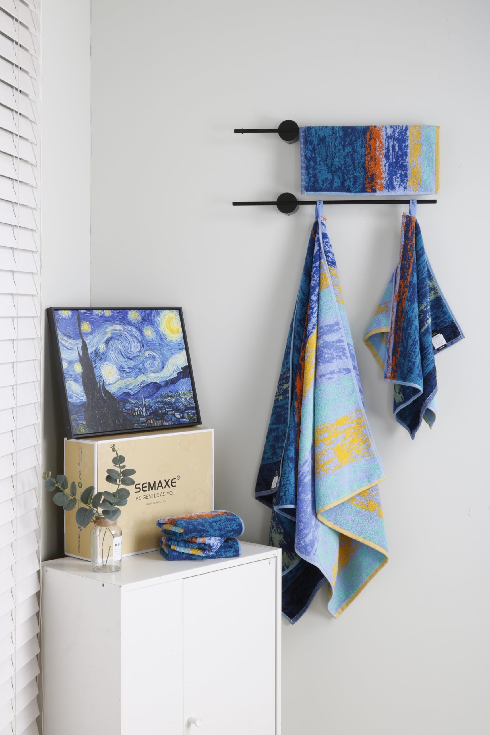 Semaxe Bath Towel Set Of 8 Include 2 Bath Towels, 2 Hand Towels, 4 Washcloths, 100% Cotton Bathroom Towels With Hanging Loops An