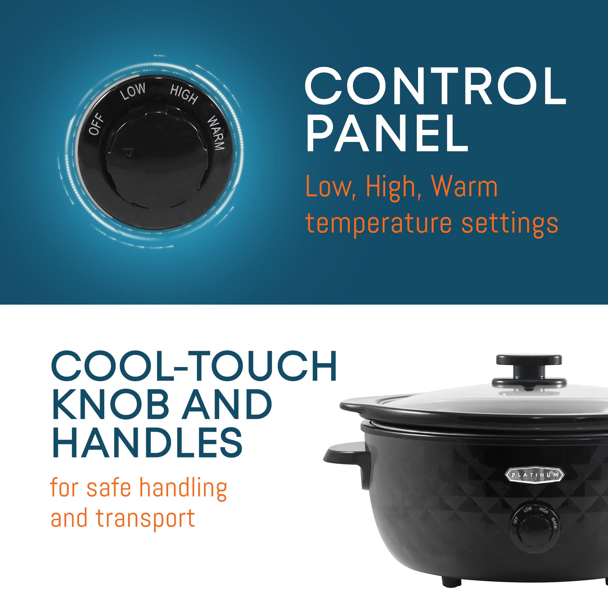Elite Gourmet 6 Quart Slow Cooker, Black Stoneware, Removable Pot, Dishwasher-Safe, Model MST-1234B